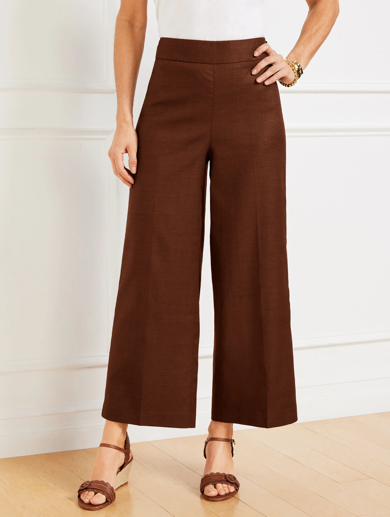 Wide Crop Linen Blend Pants