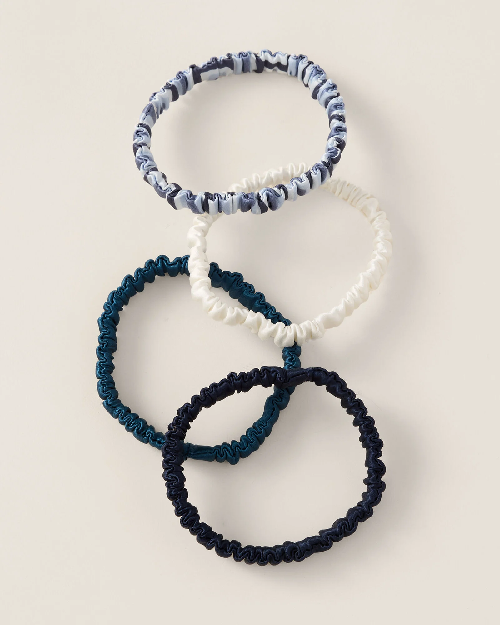 Washable Silk Hair Ties - Navy Combo