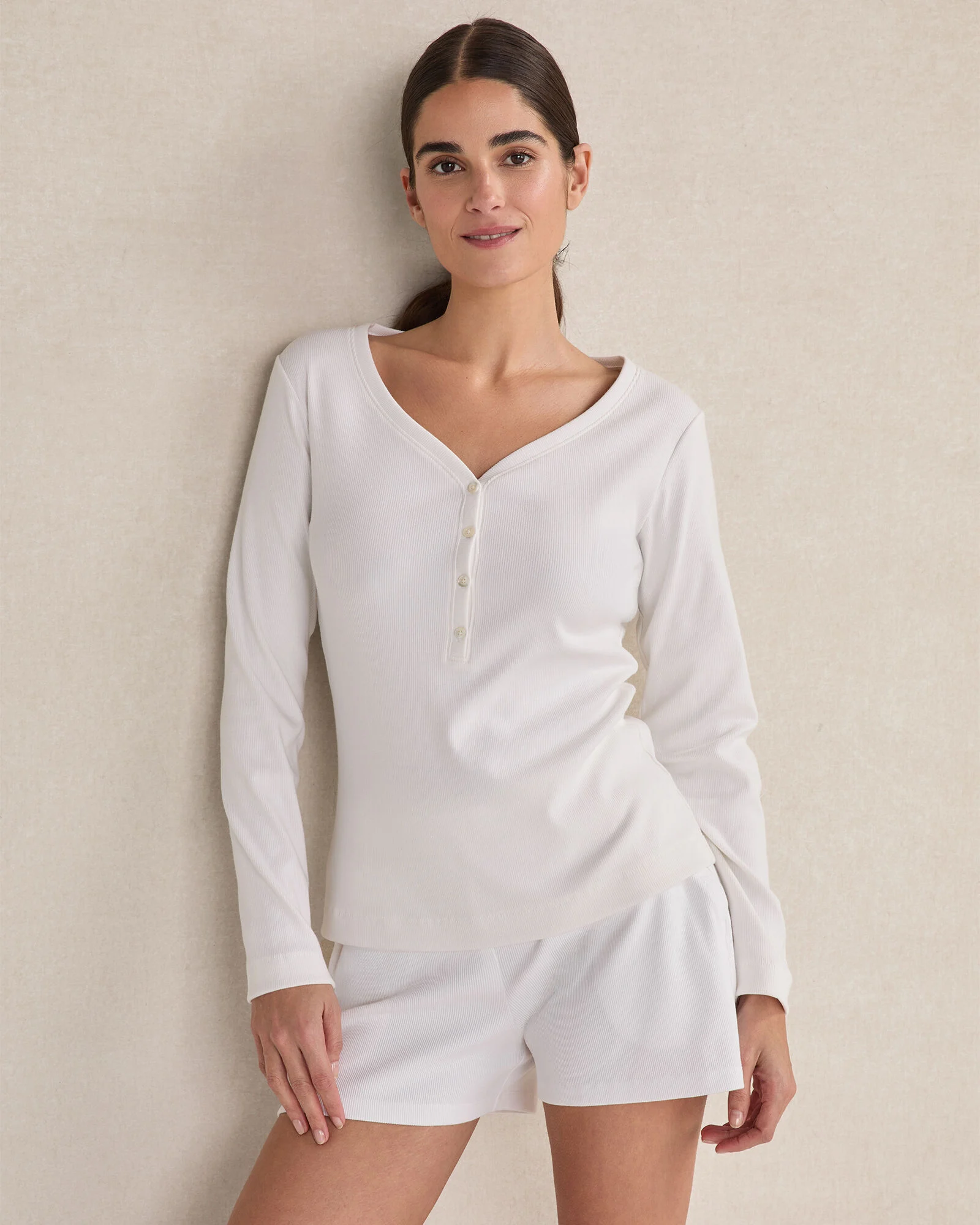 Organic Cotton Rib Knit Henley