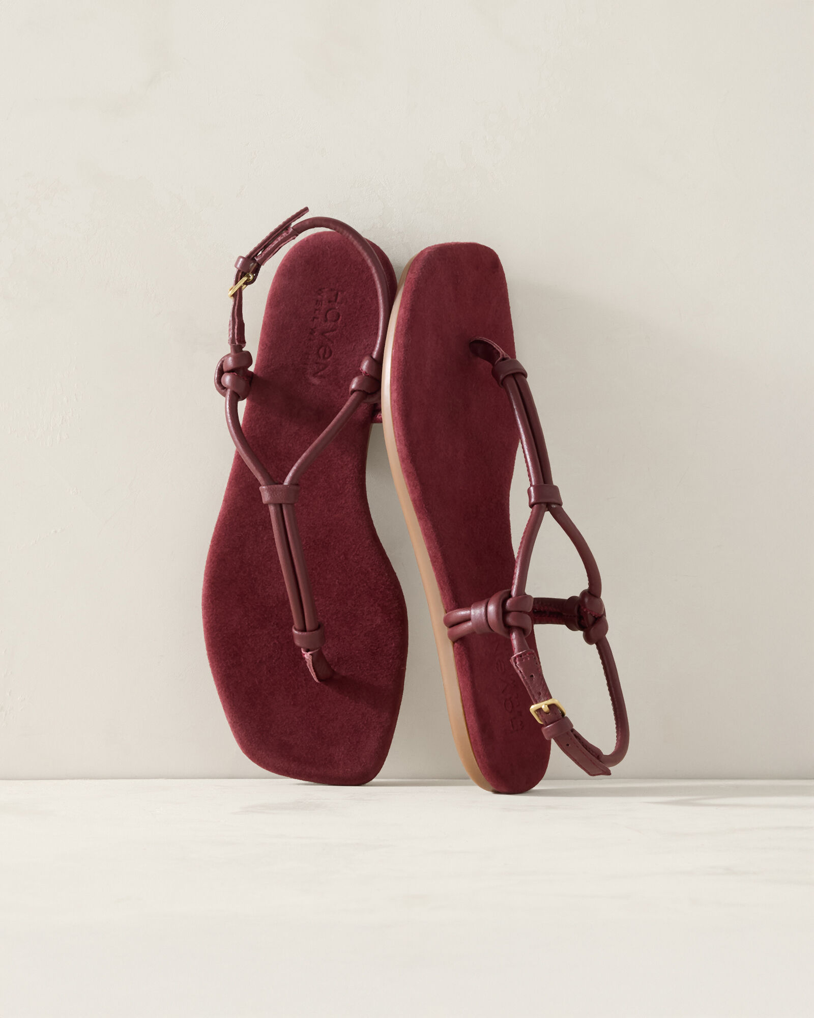 Leather Double Strap Thong Sandals