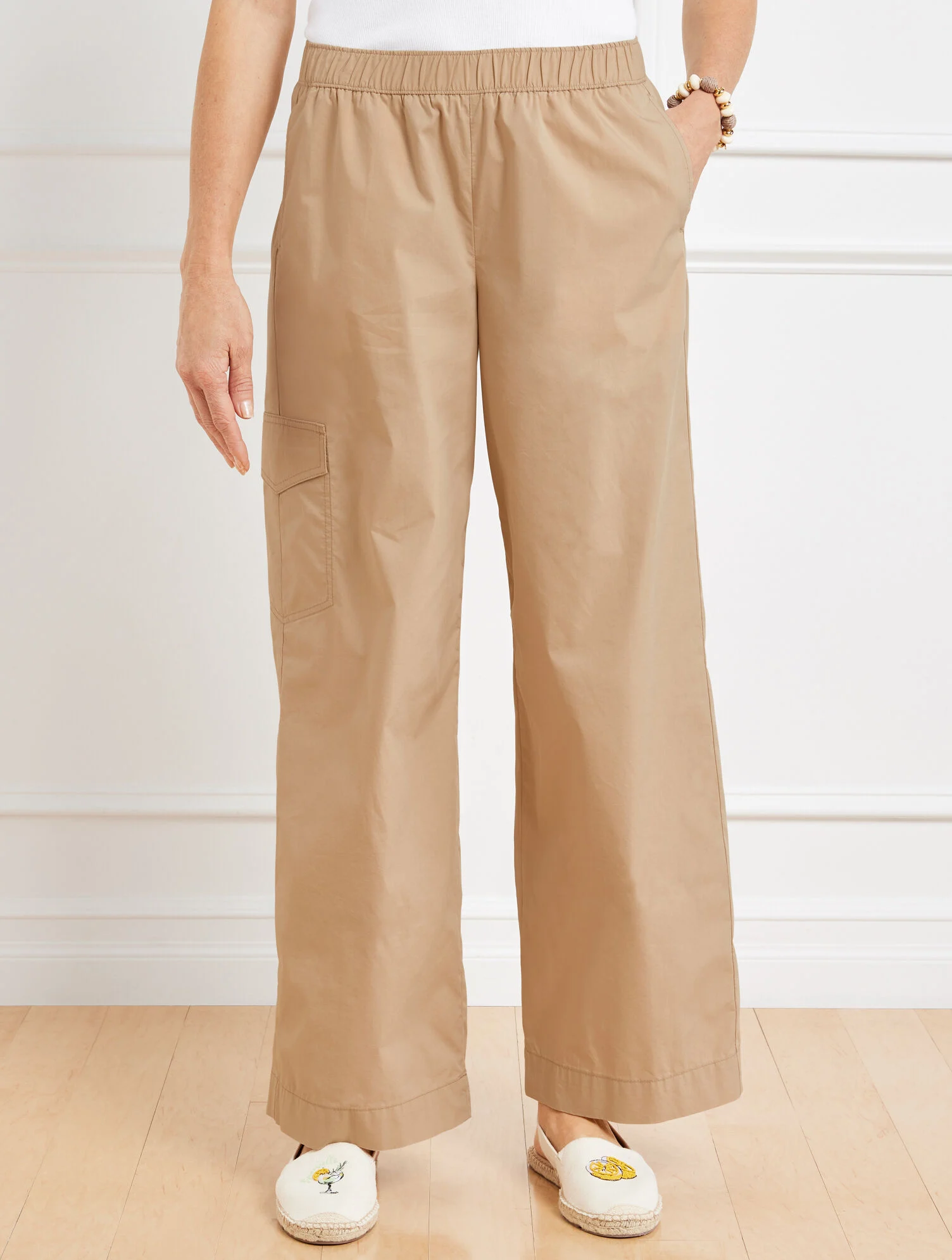 Wide Leg Cargo Poplin Pants