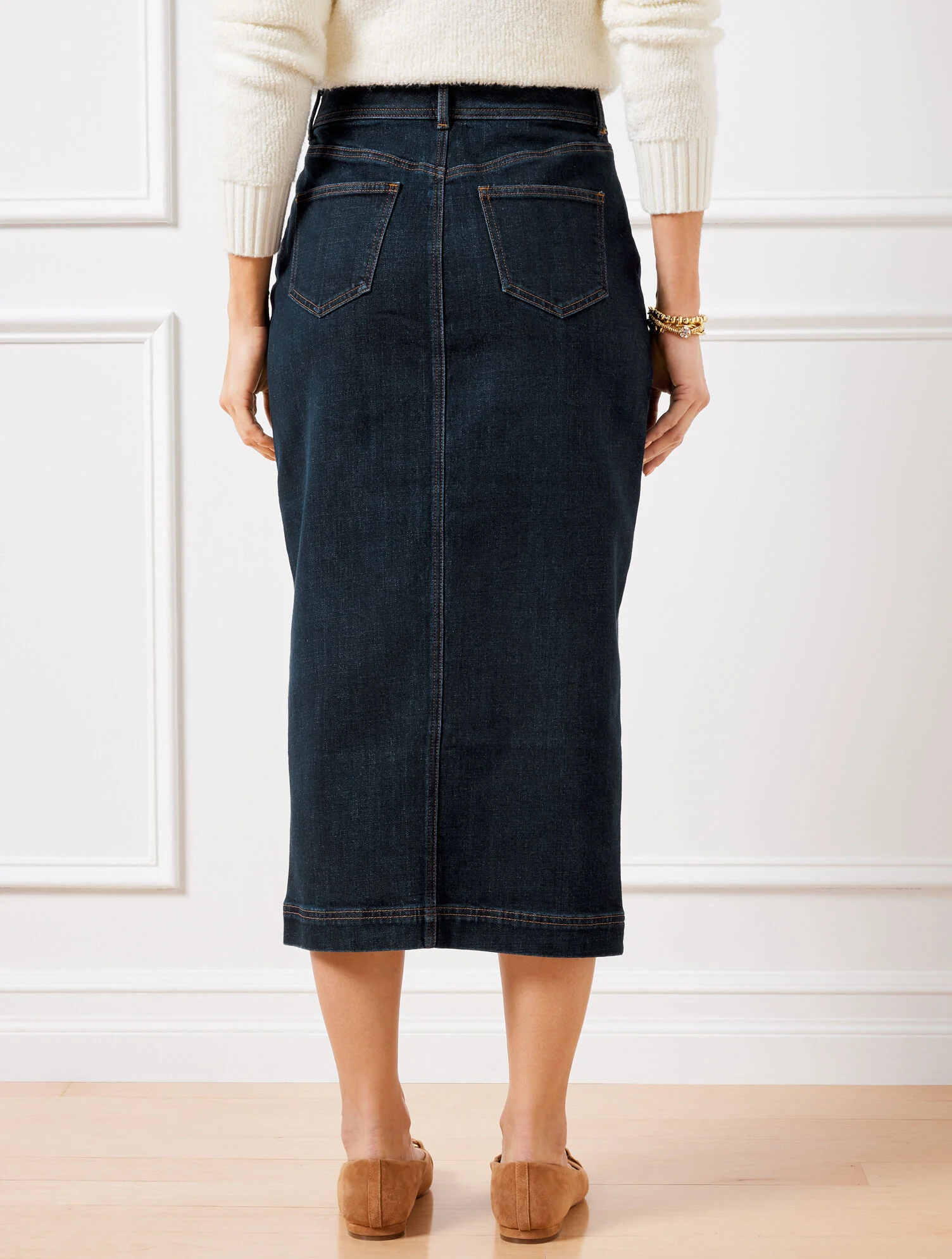 Denim Midi Skirt - Park Wash
