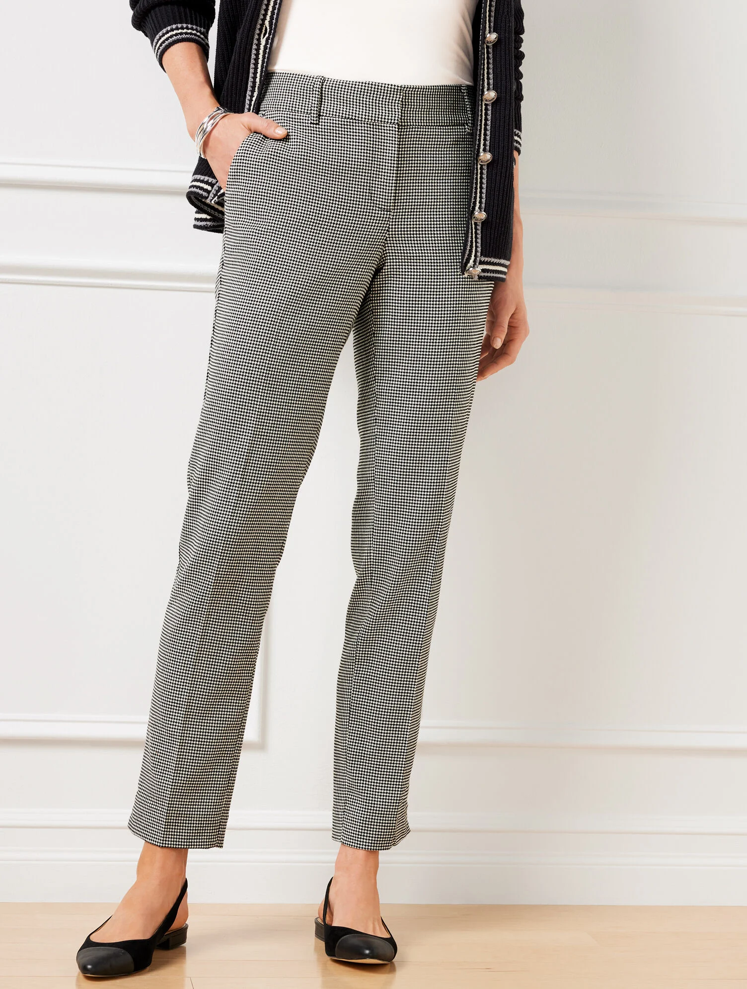 Talbots Hampshire Straight Ankle Pants - Harvest Houndstooth
