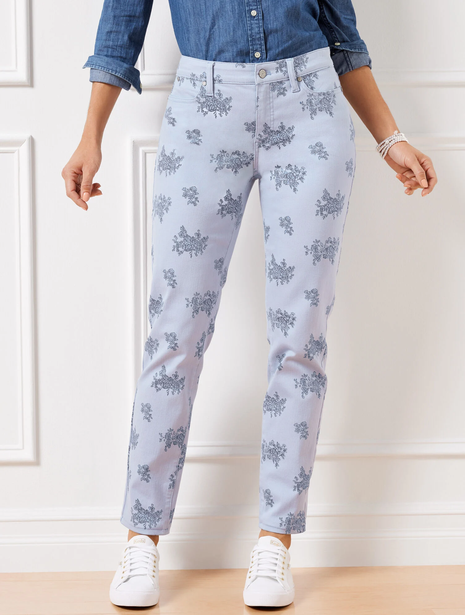 Slim Ankle Jeans - Floral Bunches - Curvy Fit
