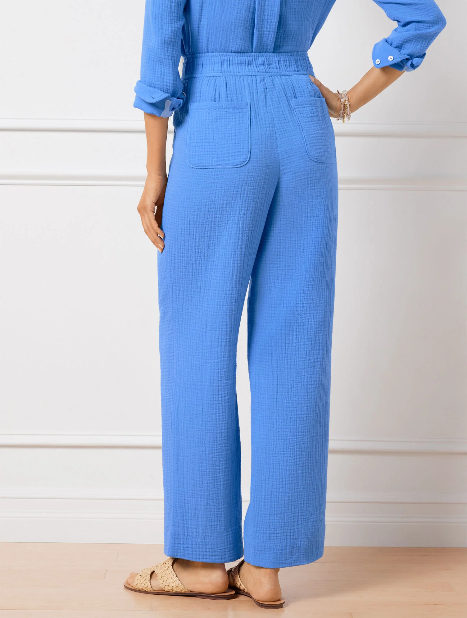 Airy Gauze Wide Leg Pants