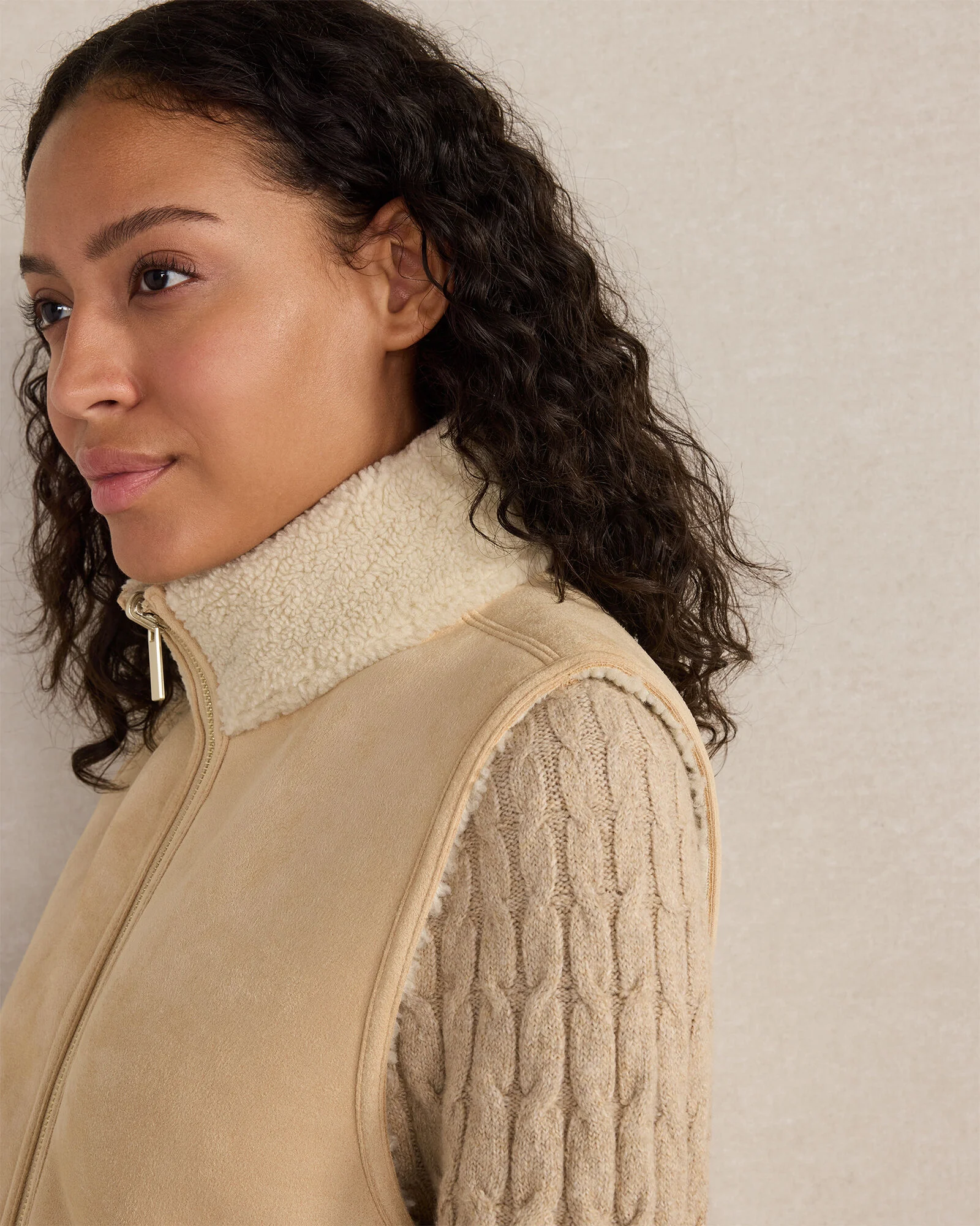 Faux Suede and Sherpa Reversible Vest