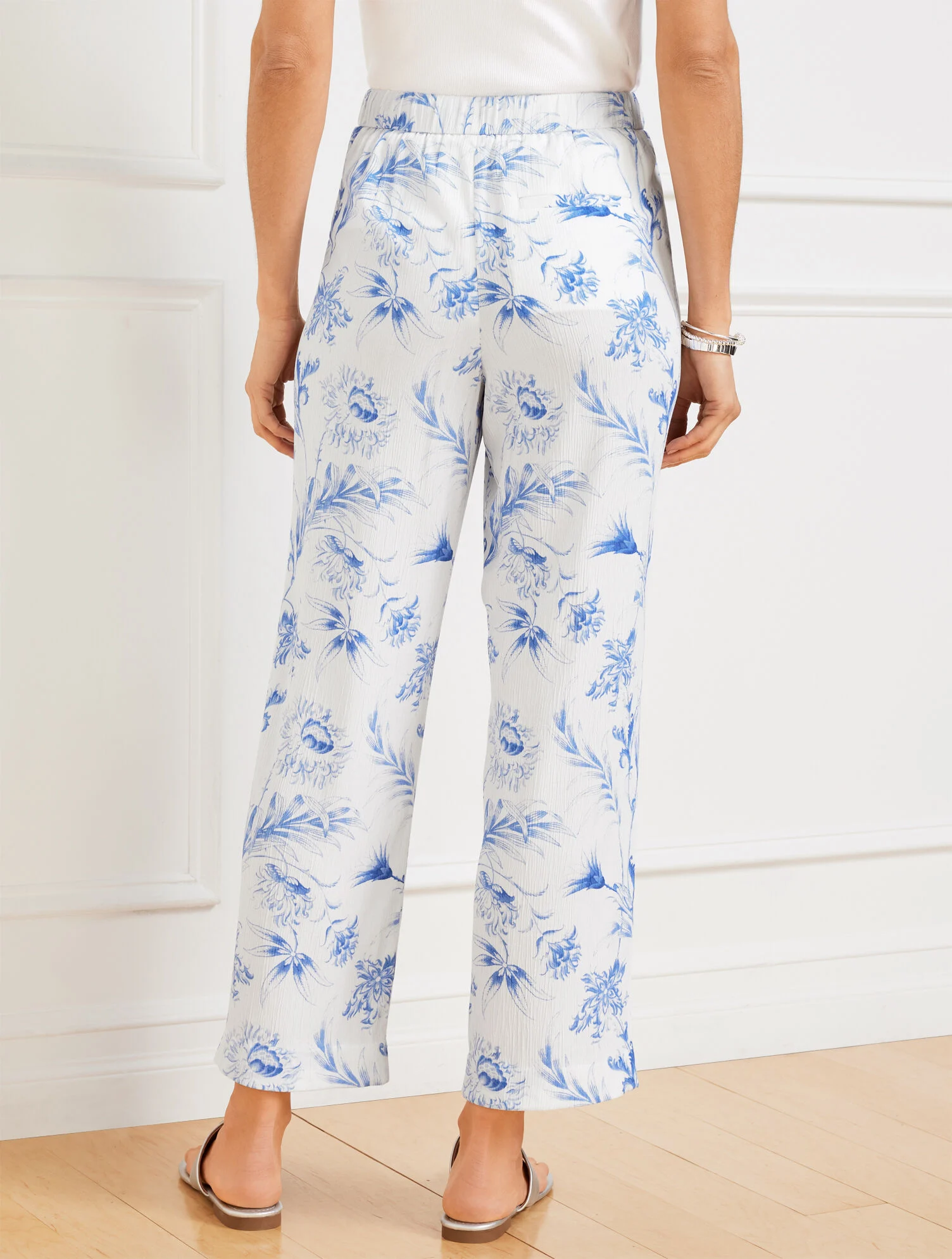 Straight Ankle Pants - Ocean Flora