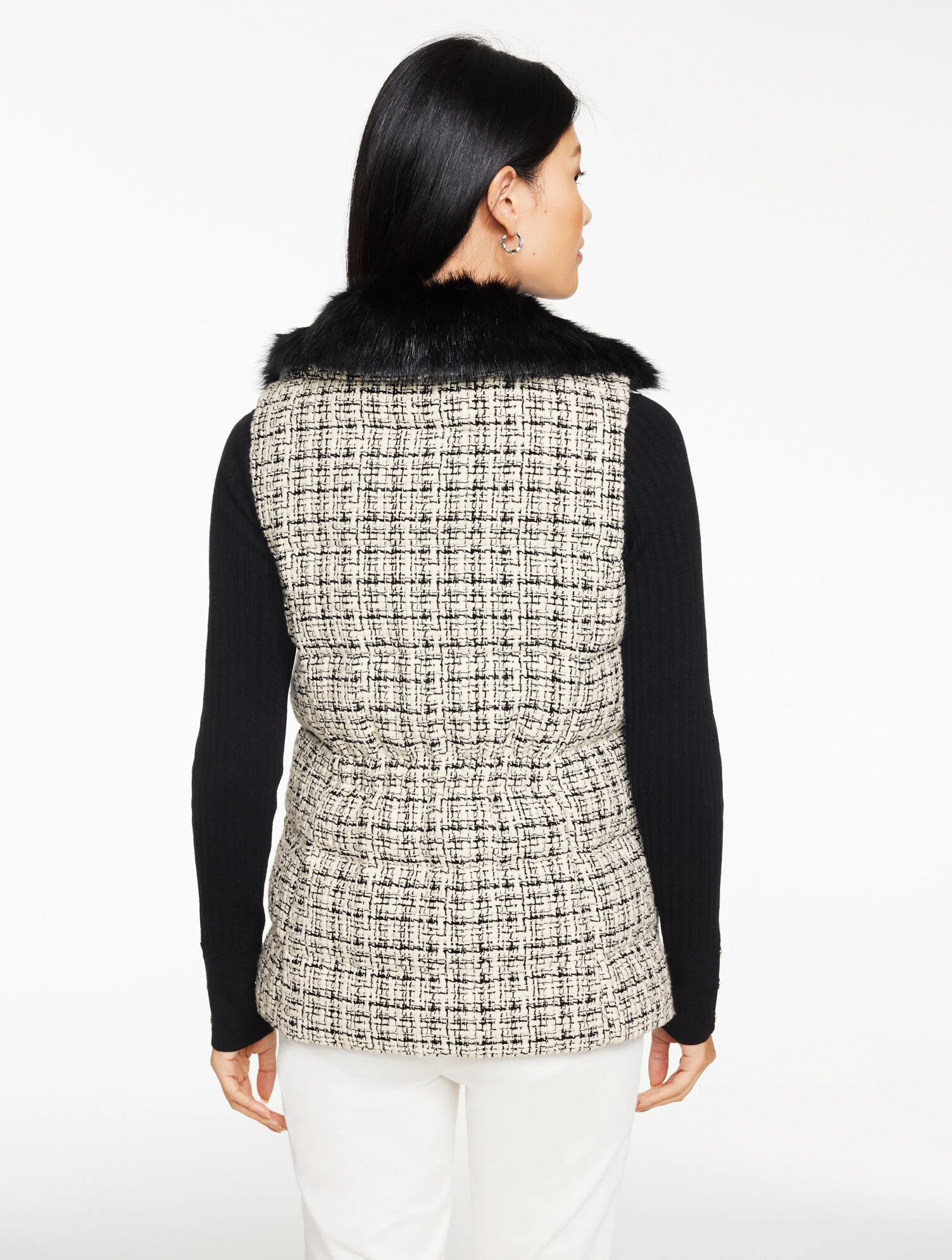 Tweed Knit Puffer Vest