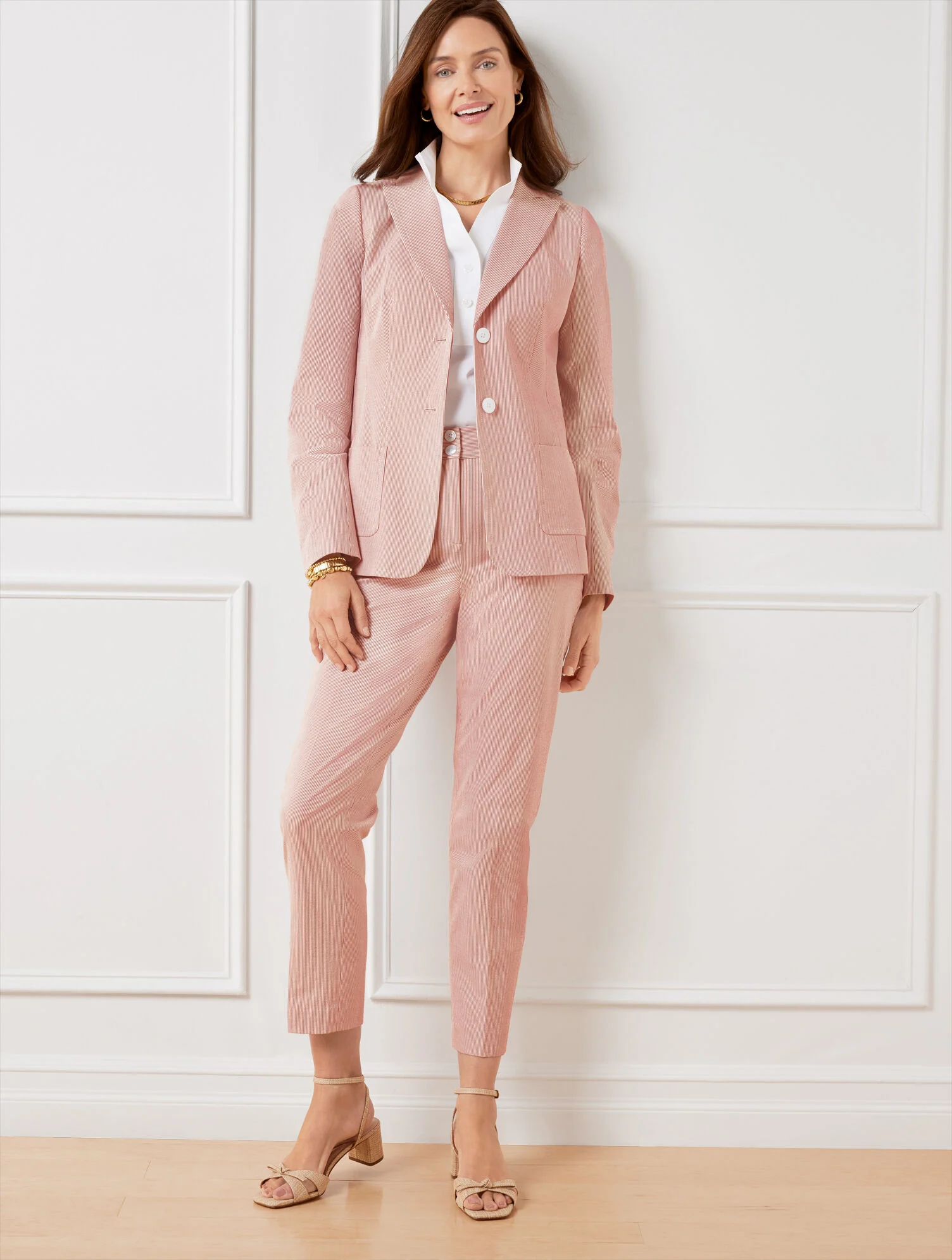 Tapered Ankle Seersucker Pants