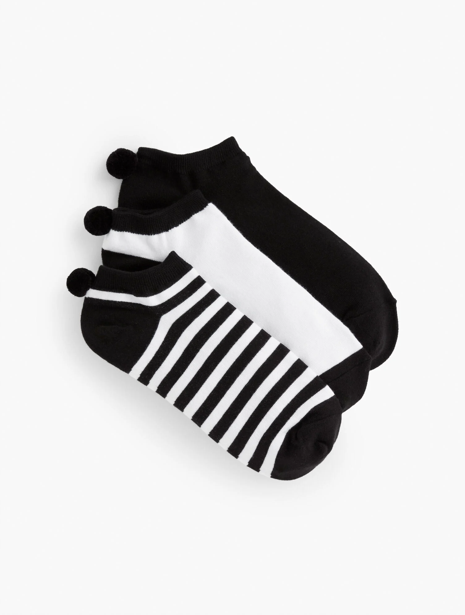 Three Pair Pom Pom Socks