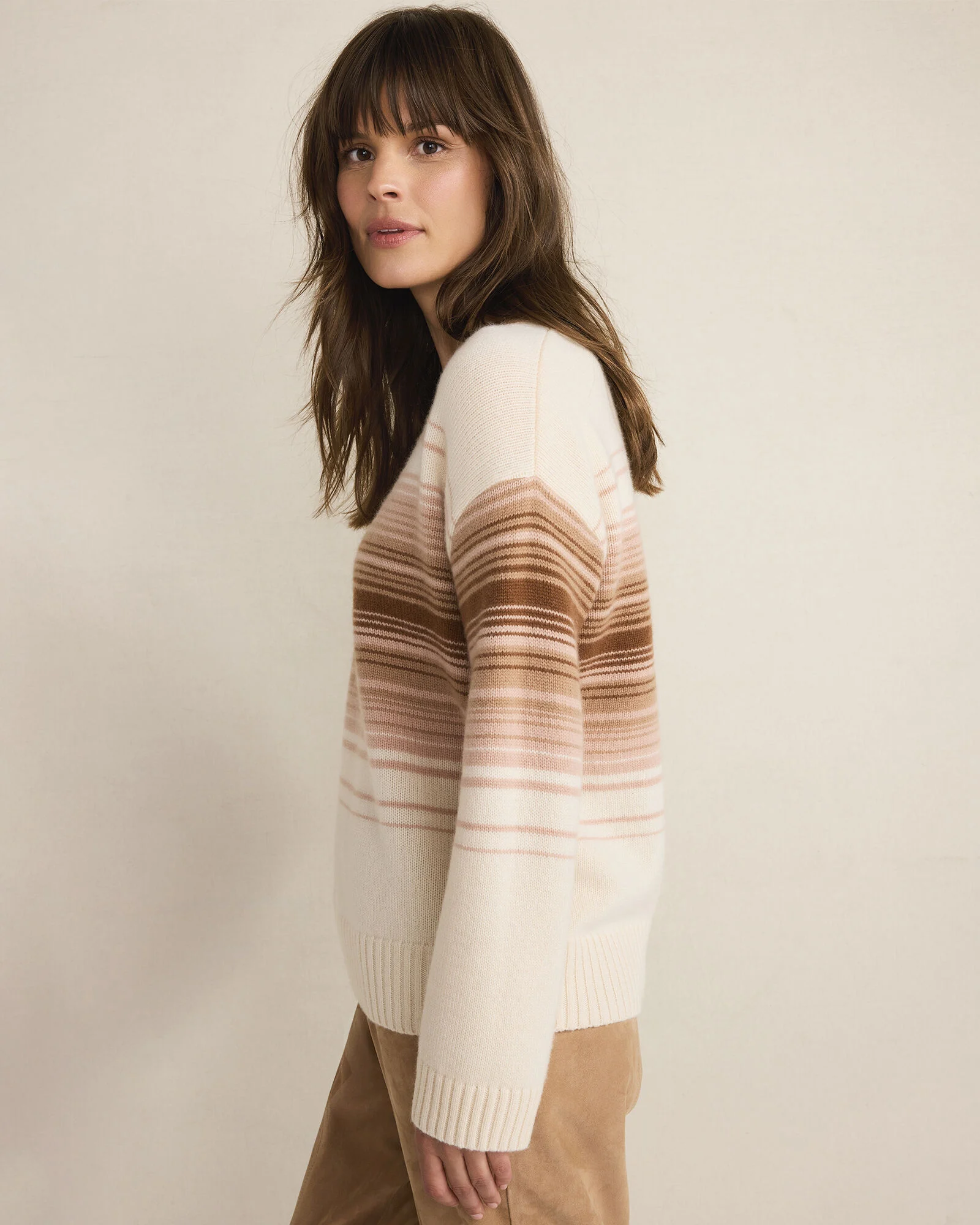 Cashmere Ombré Stripe Crewneck Sweater