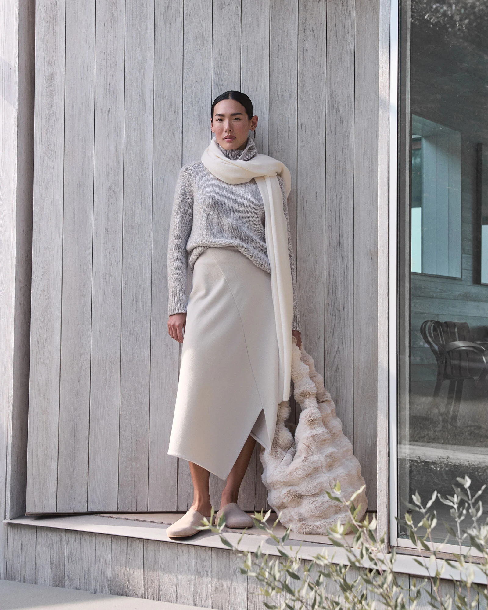 Marled Cashmere Cocoon Crewneck Sweater