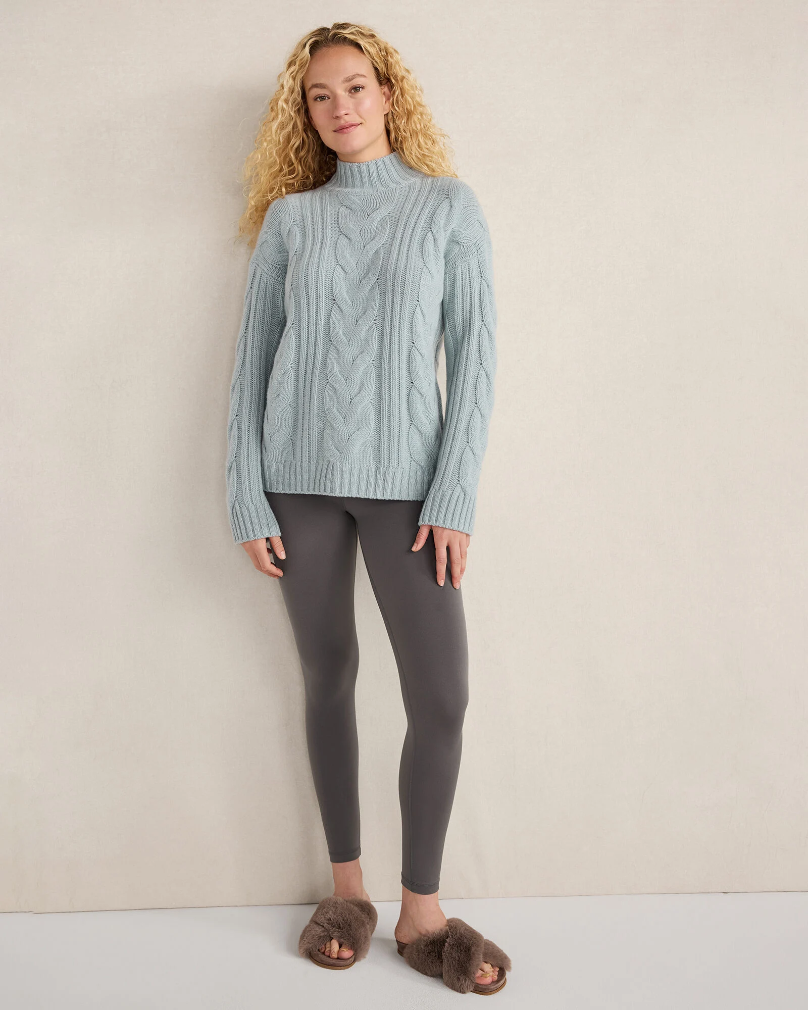 Cashmere Cable Mockneck Sweater