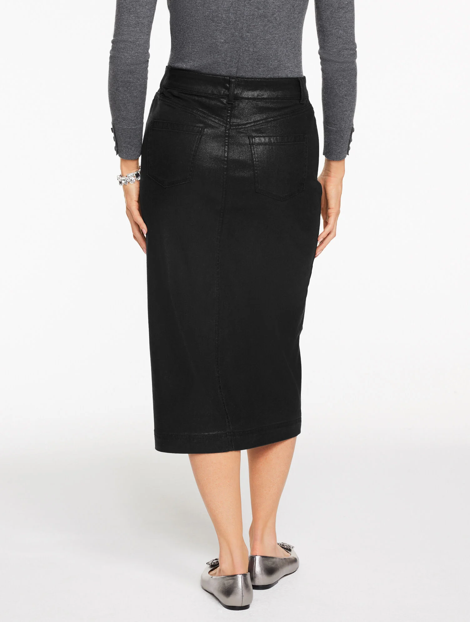 Denim Midi Skirt - Light Foil