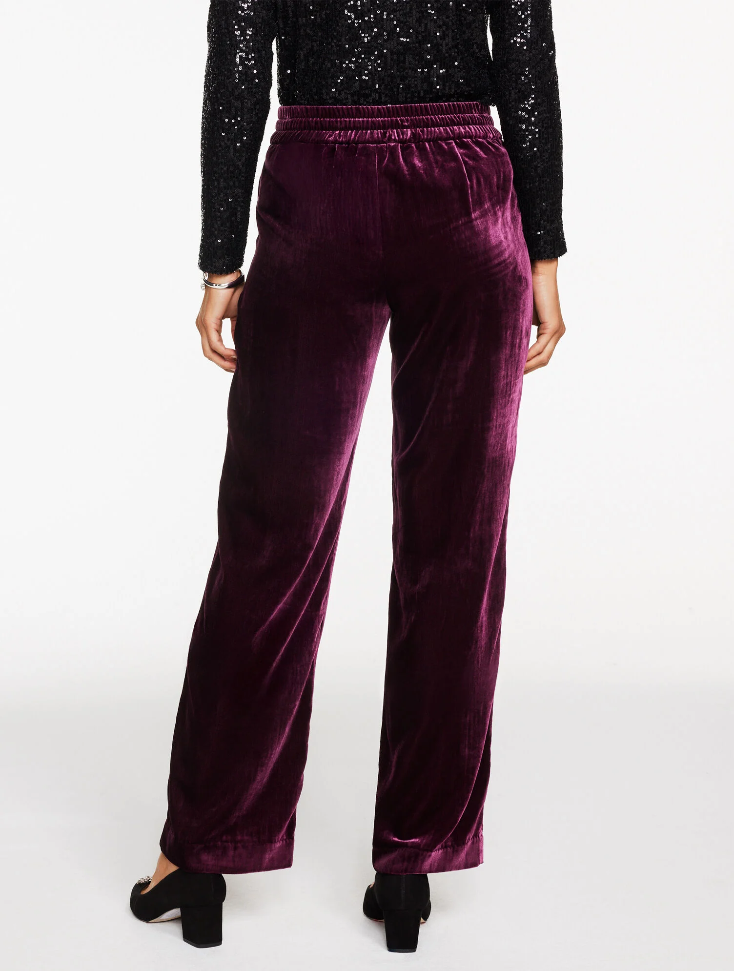 Straight Leg Velvet Pull-On Pants