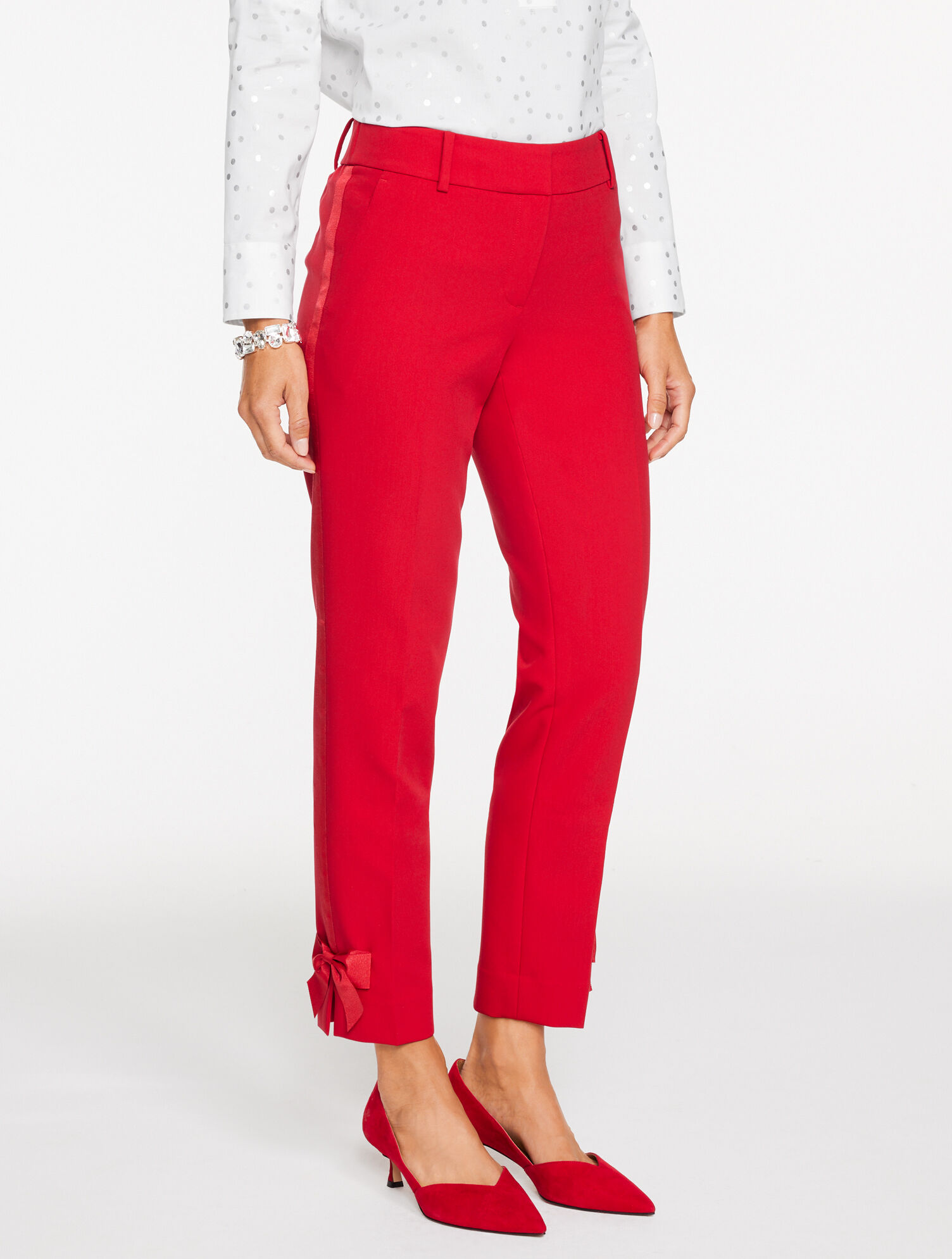 Talbots Hampshire Lightweight Double Cloth Straight Ankle Pants - Bow