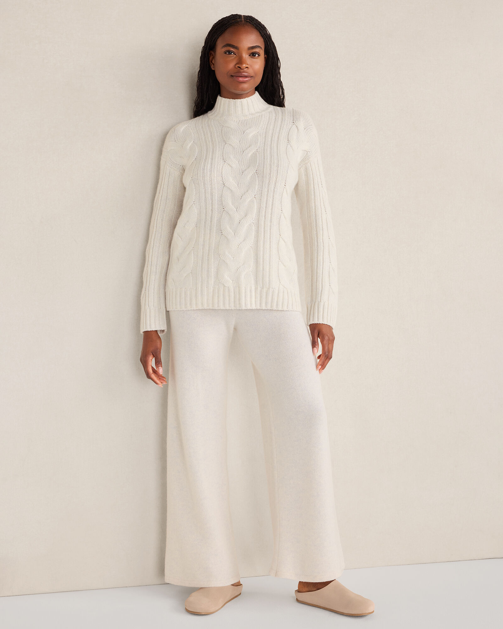 Cashmere Cable Mockneck Sweater