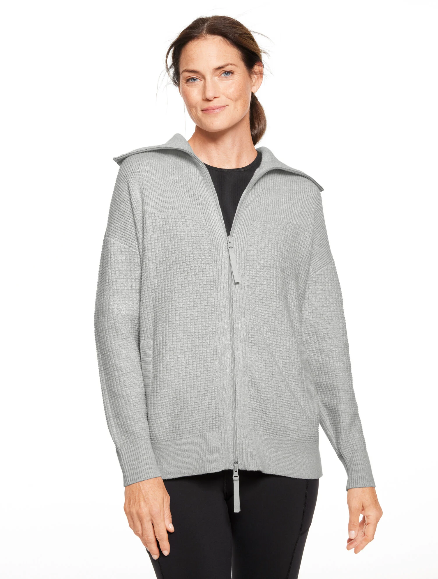 Waffle Knit Sweater Jacket