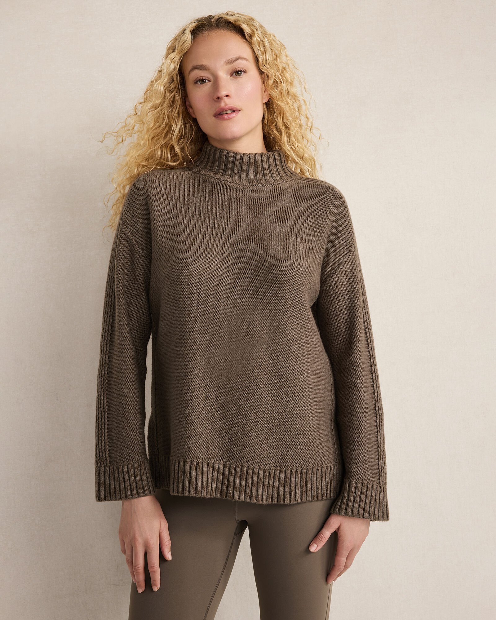 Cotton Blend Mockneck Sweater