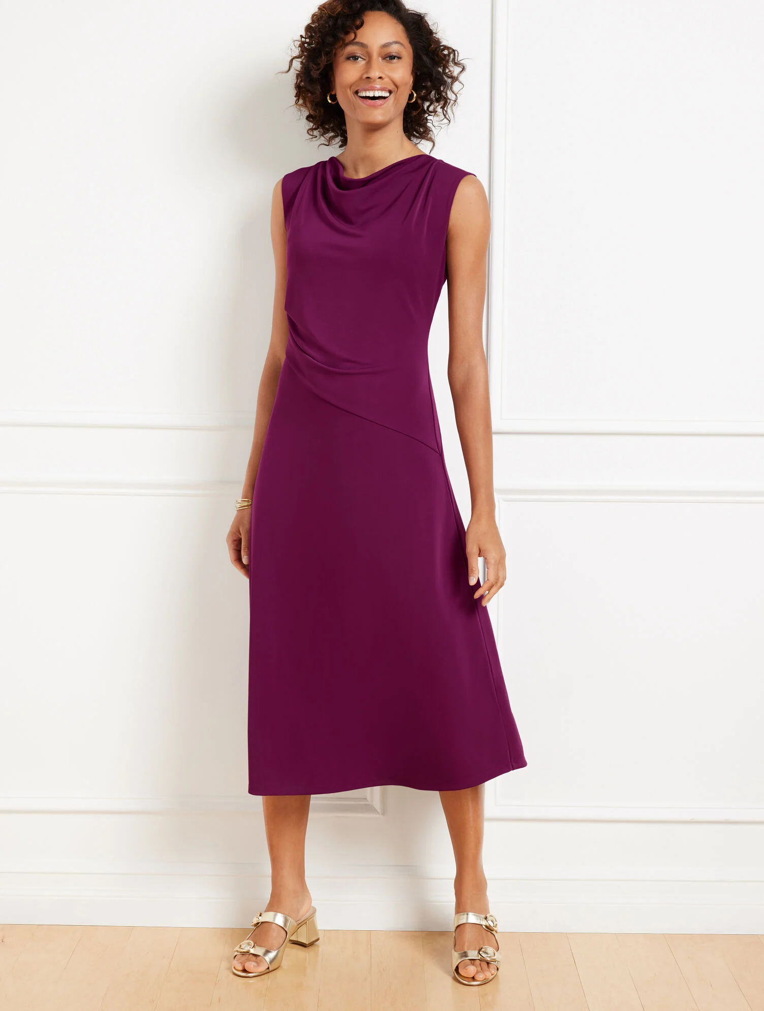 Cowl-Neck Matte Jersey Dress