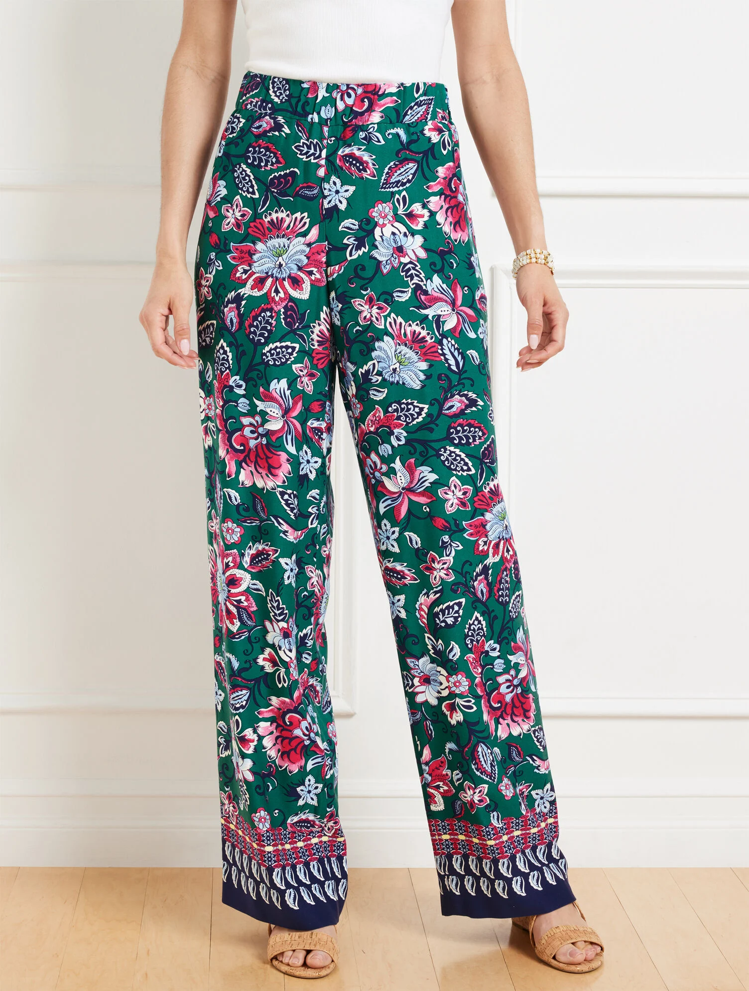 Wide Leg Pull-On Pants - Gorgeous Garden
