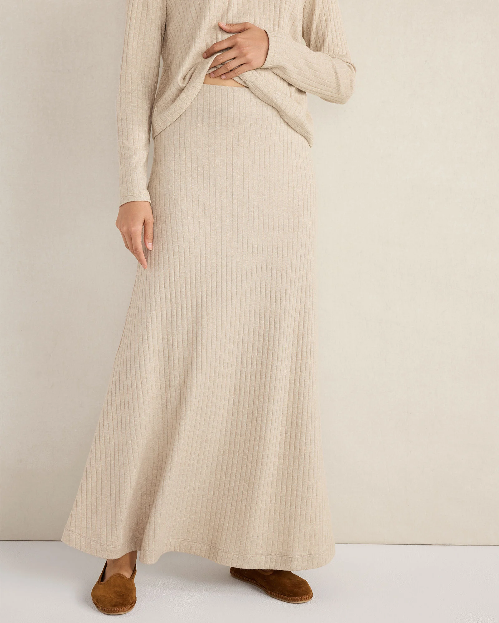 Lurex Rib Knit Maxi Skirt