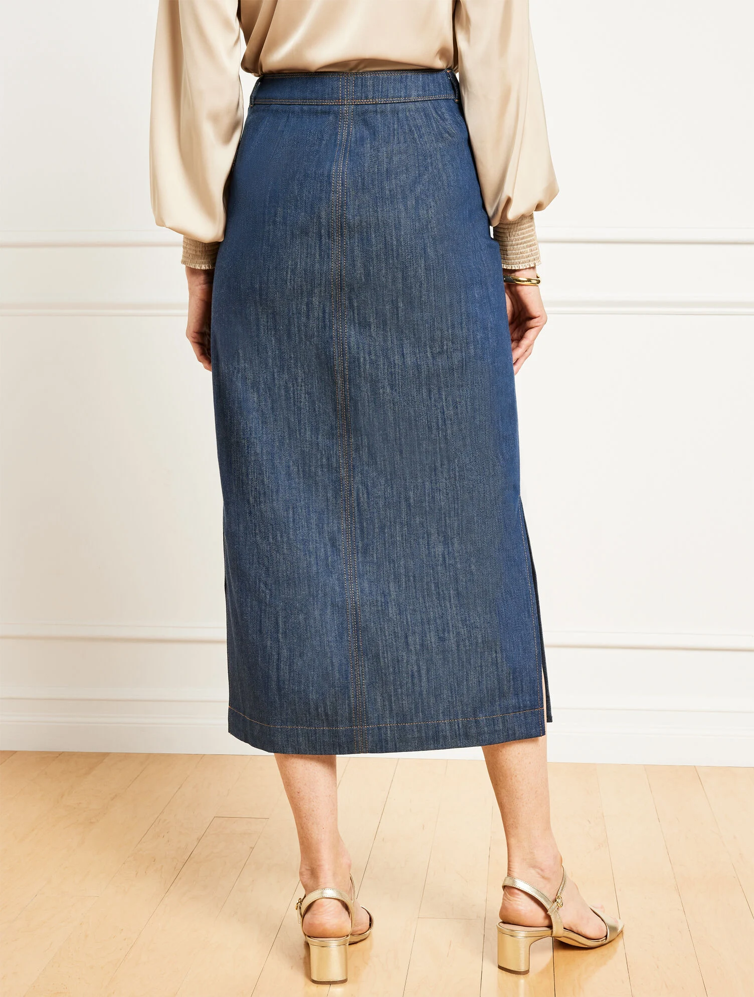 Refined Denim Midi Skirt