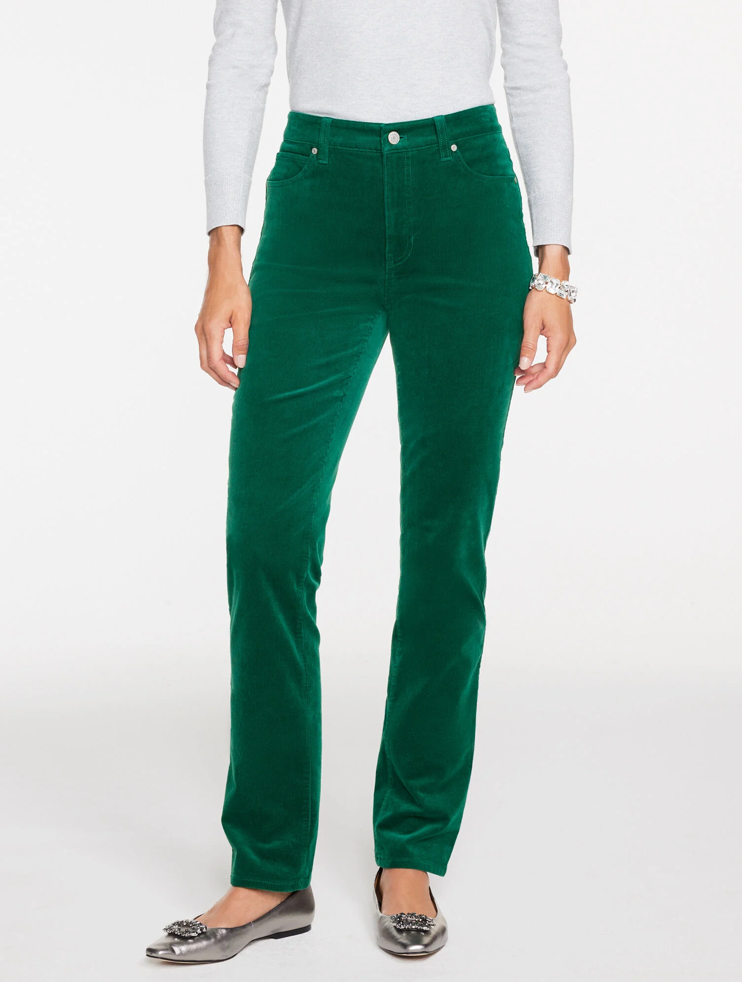 Straight Leg Stretch Corduroy Pants - Curvy Fit