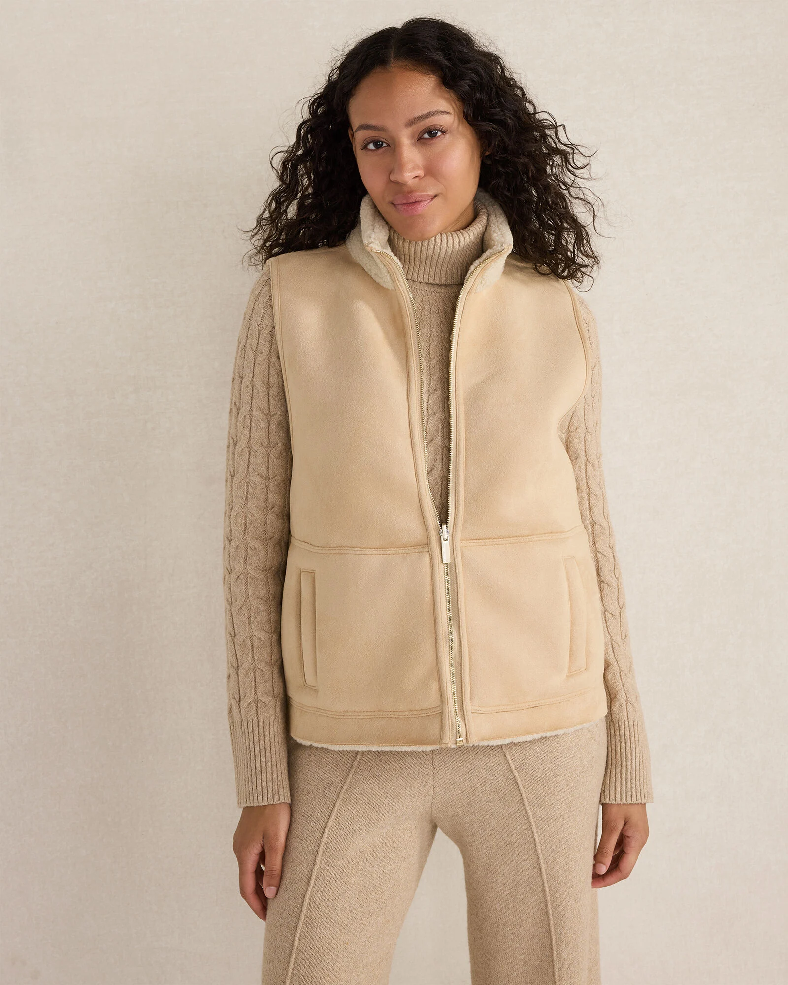 Faux Suede and Sherpa Reversible Vest