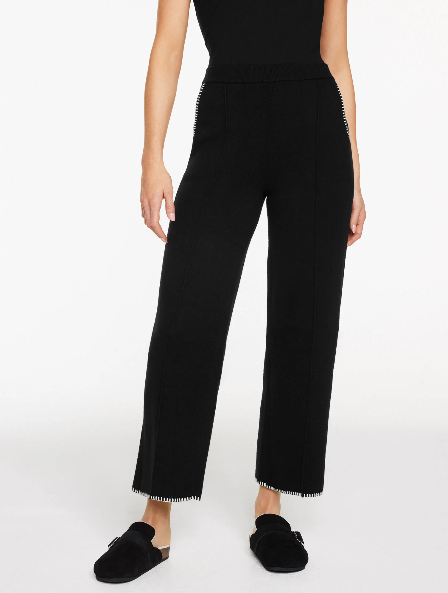 Wide Leg Whipstitch Sweater Pants