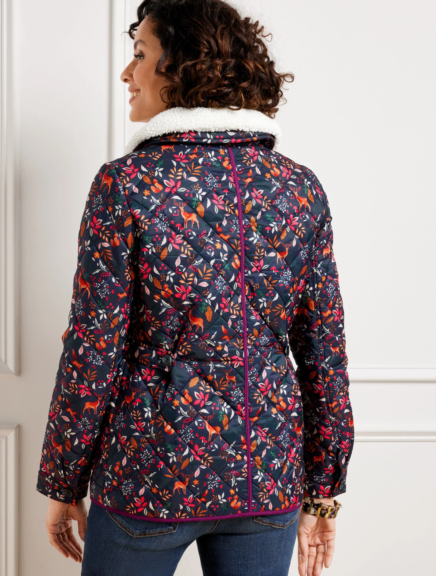 Quilted Bomber Jacket - Woodland Ditsy