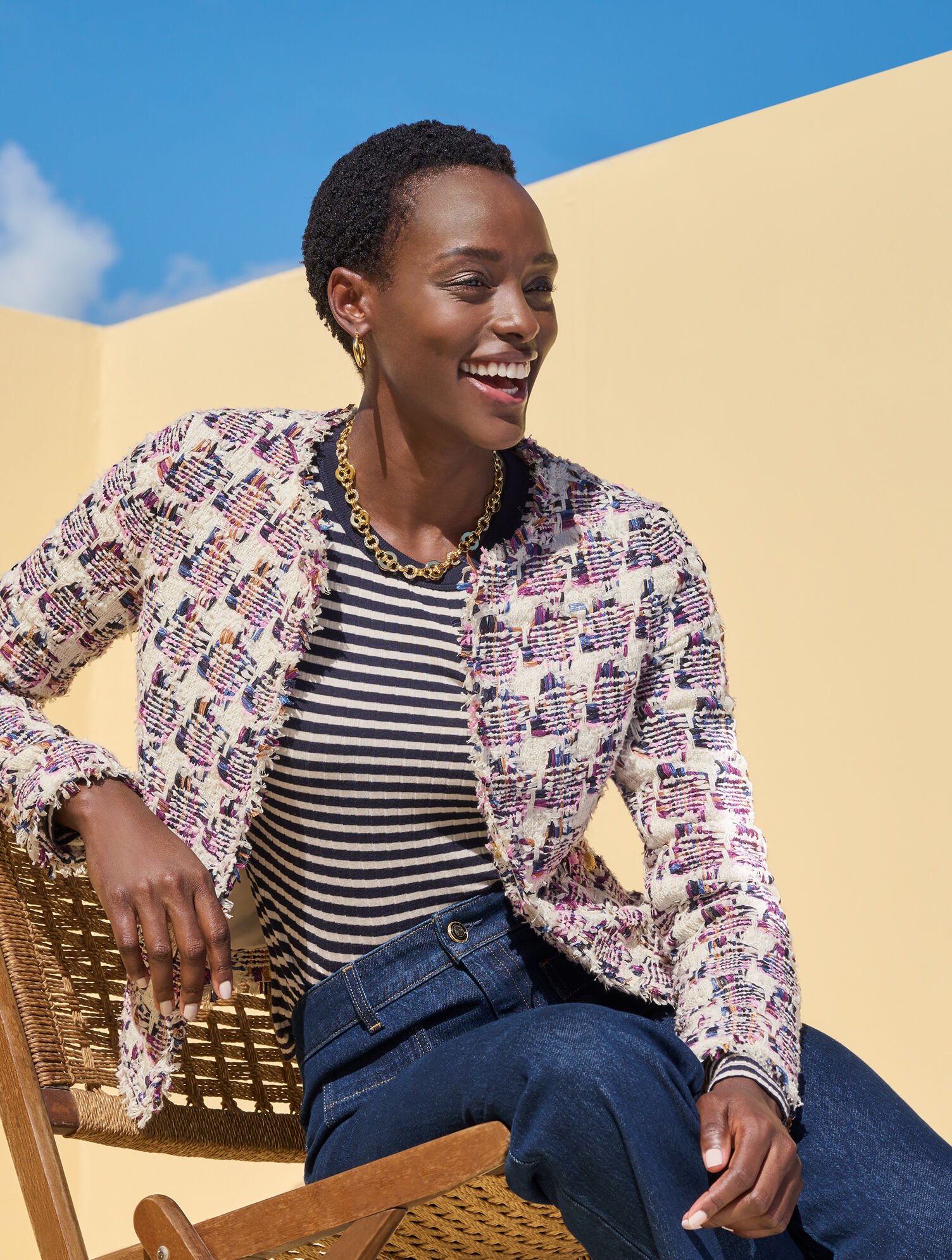 Ribbed Crewneck Tee - Jasmine Stripe