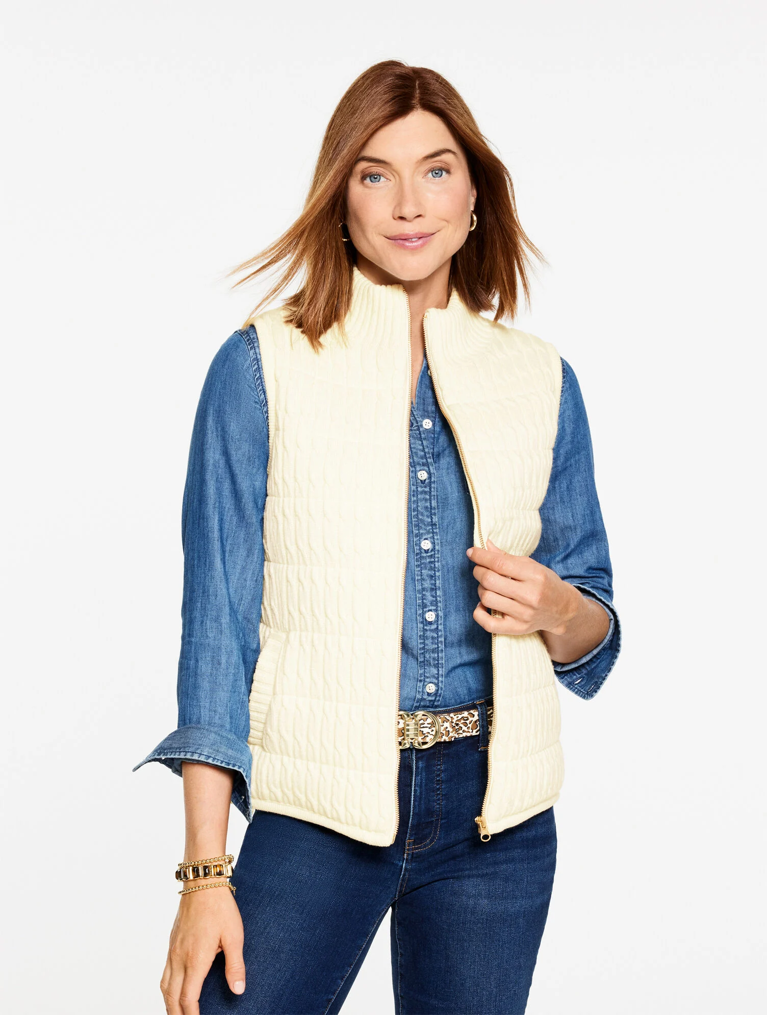 Cable Knit Quilted Vest