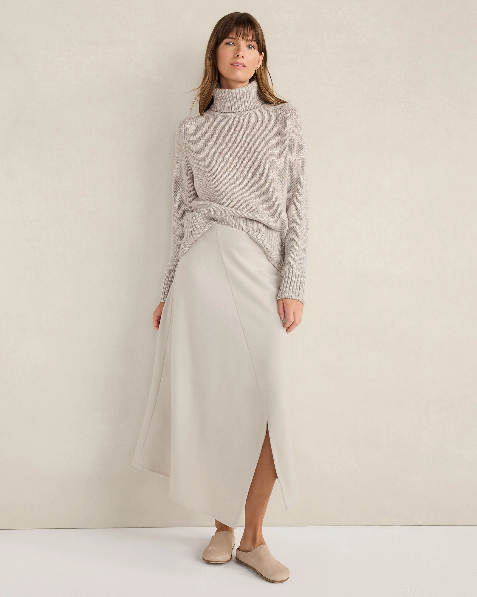 Wool Blend Split Hem Skirt