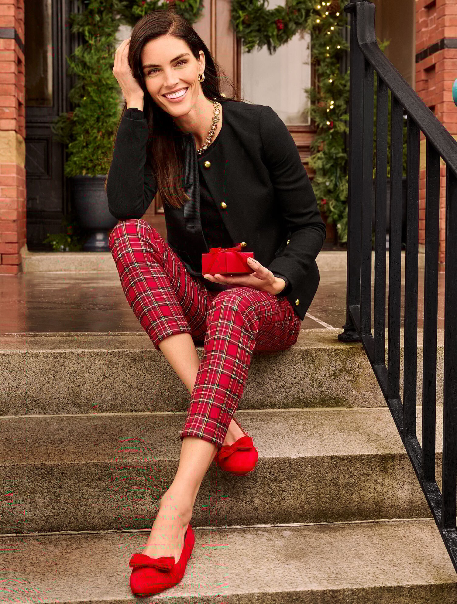 Tapered Ankle Pants - Apple Cider Plaid