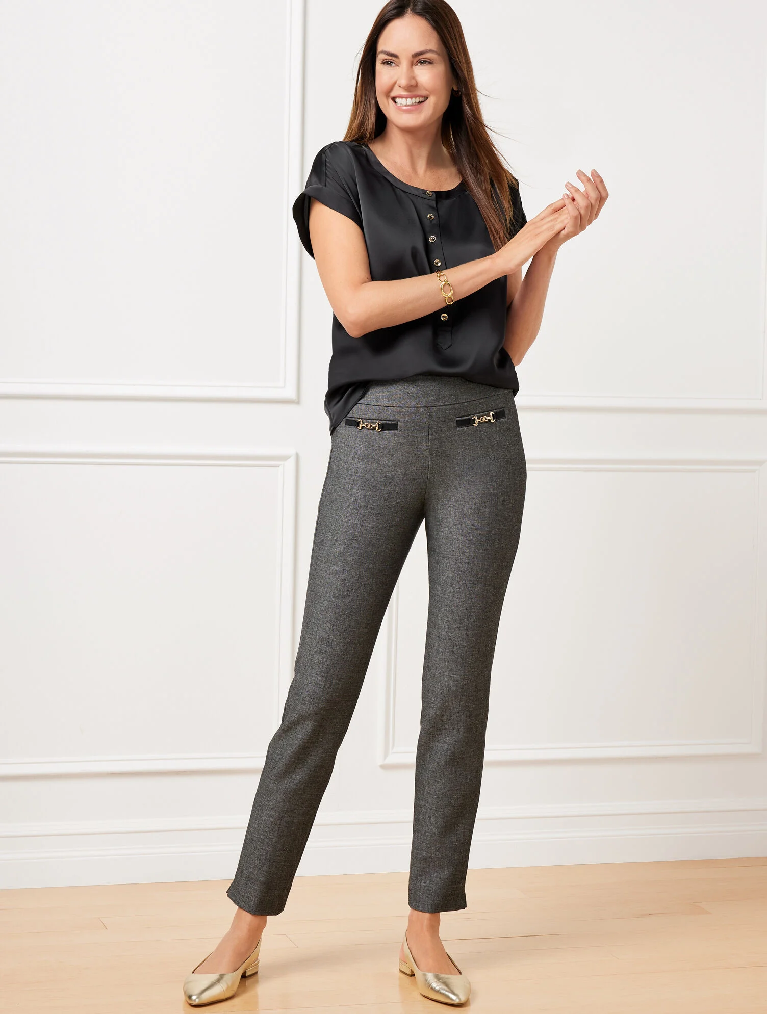Talbots Chatham Slim Ankle Pants - Sharkskin