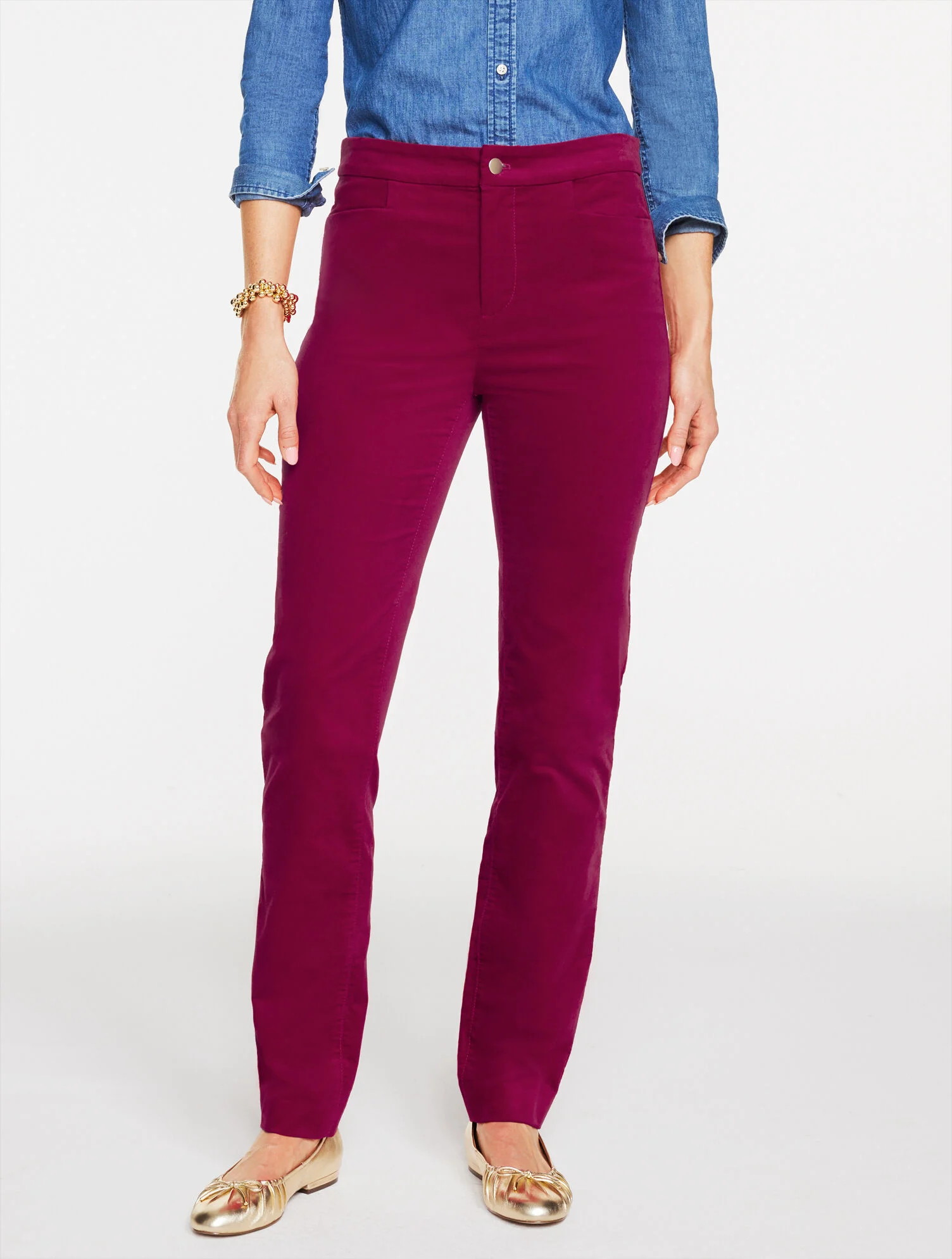 Straight Leg Velveteen Pants