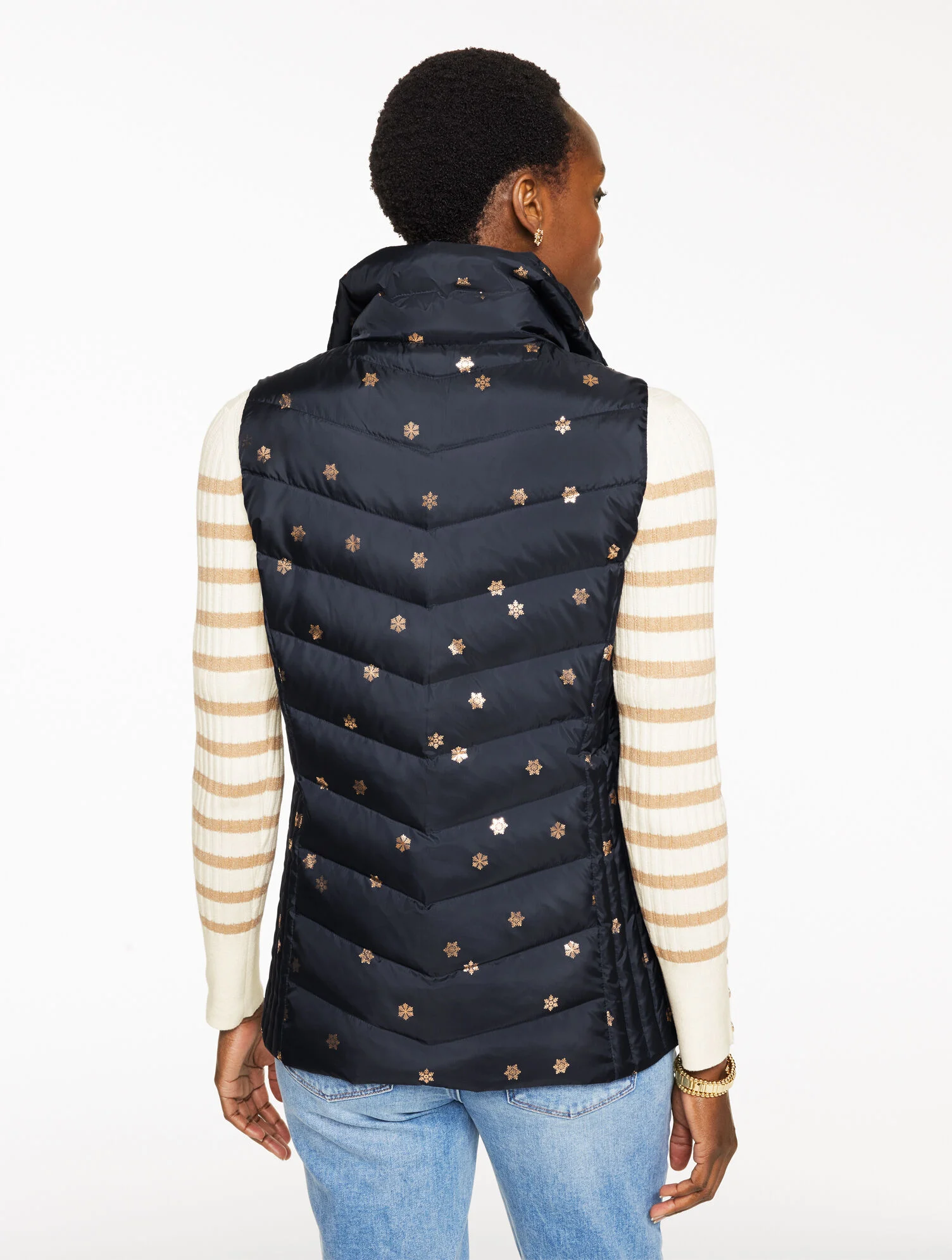 Down Puffer Vest - Scattered Snowflakes