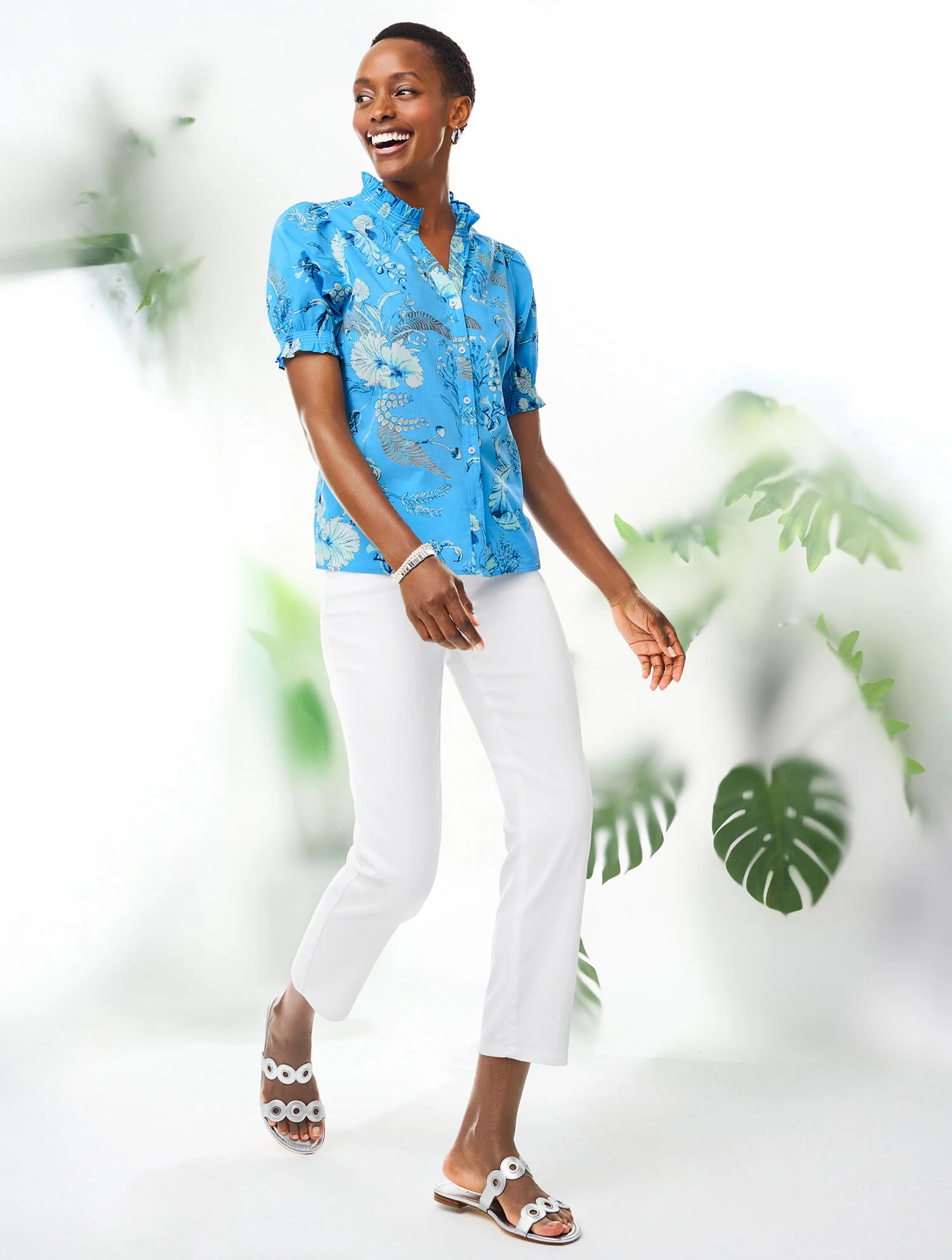 Straight Crop Jeans - White