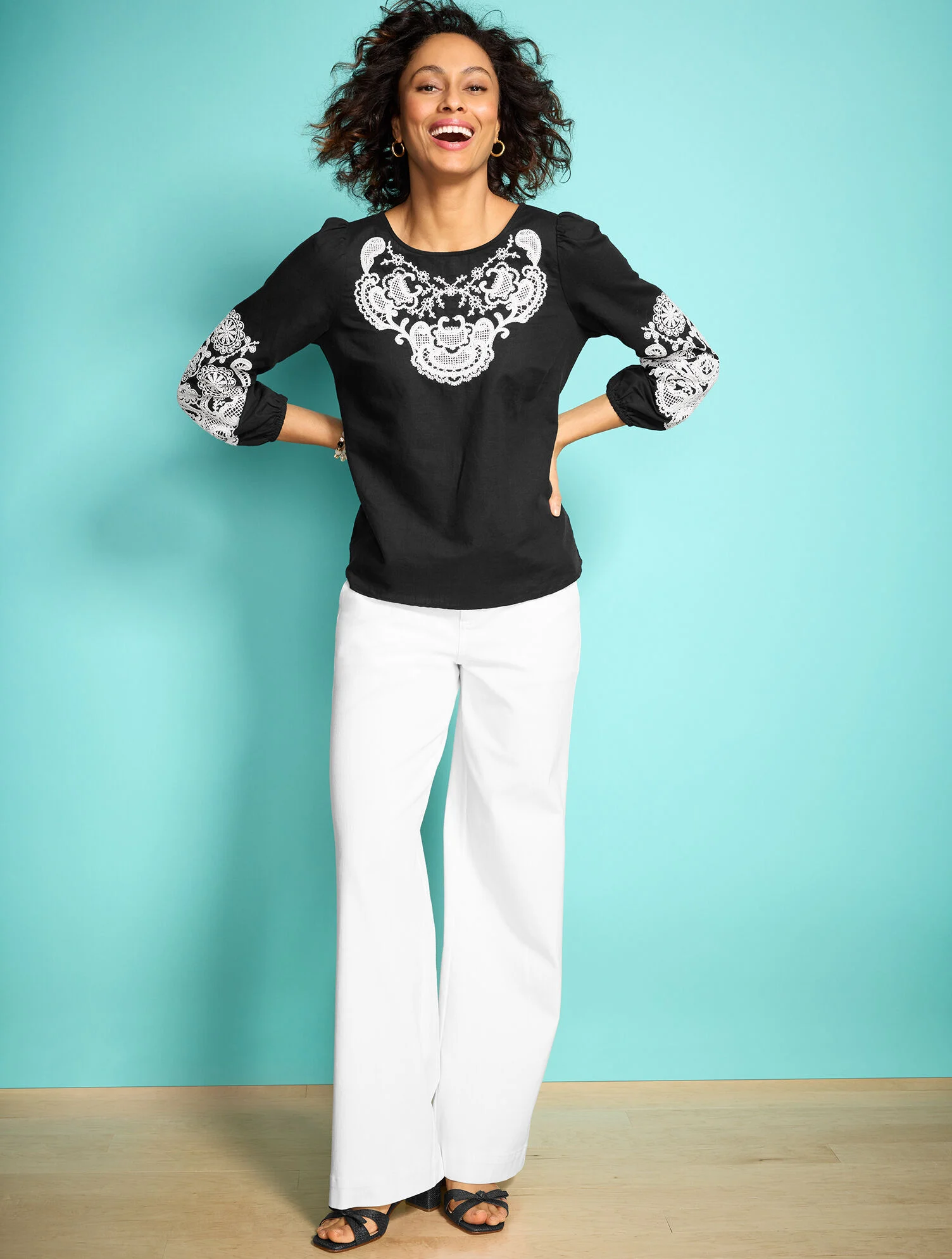 Relaxed Trouser Leg Jeans - White