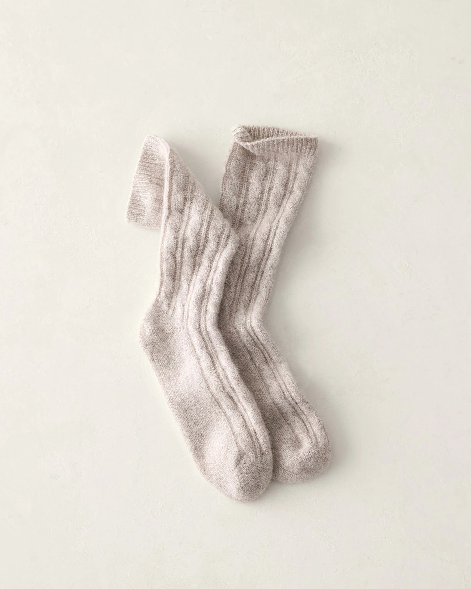 Cashmere Blend Cable Knit Socks