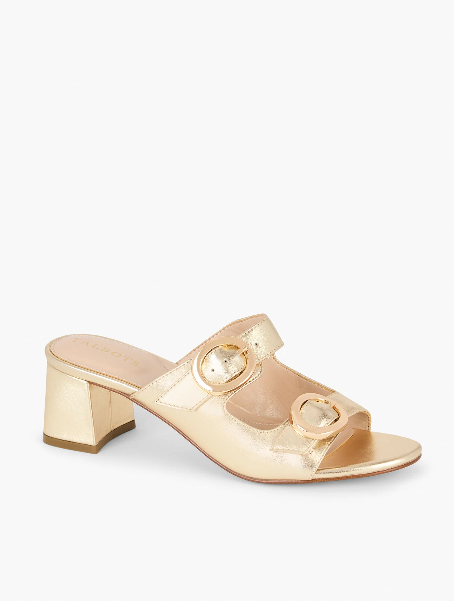 Millie Straps Metallic Nappa Block Heel Sandals