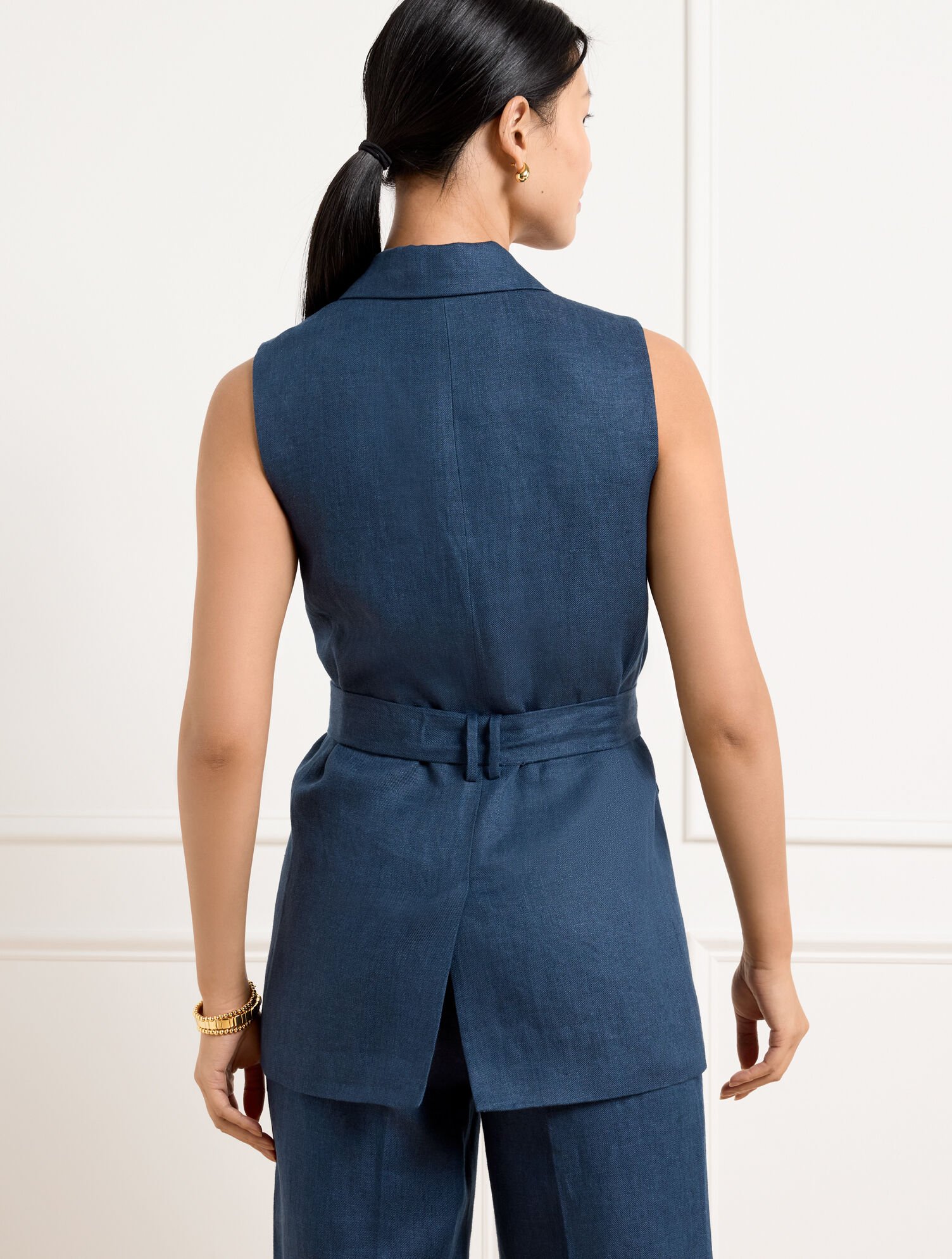 Tie Waist Linen Vest