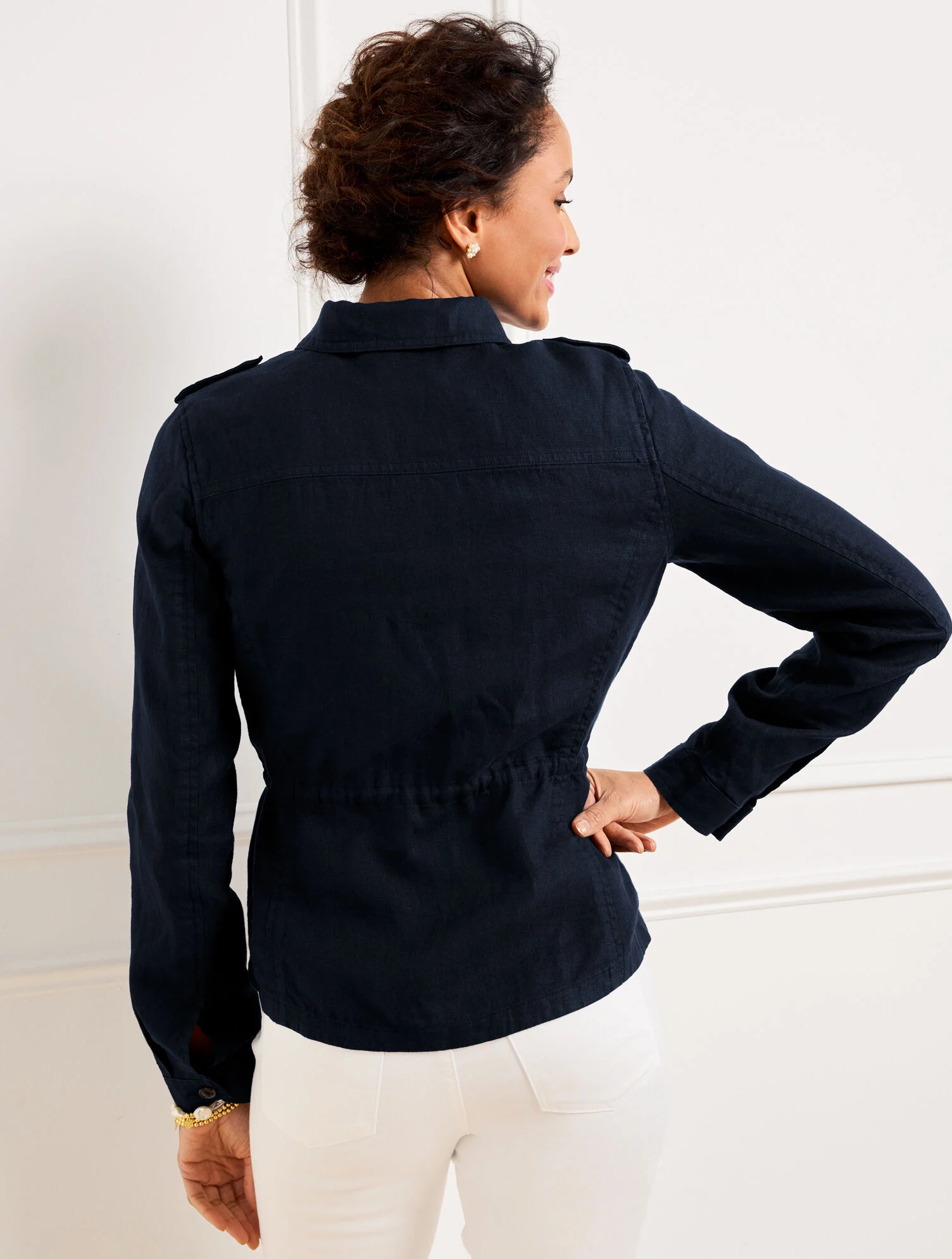 Washed Linen Shirt Jacket - White