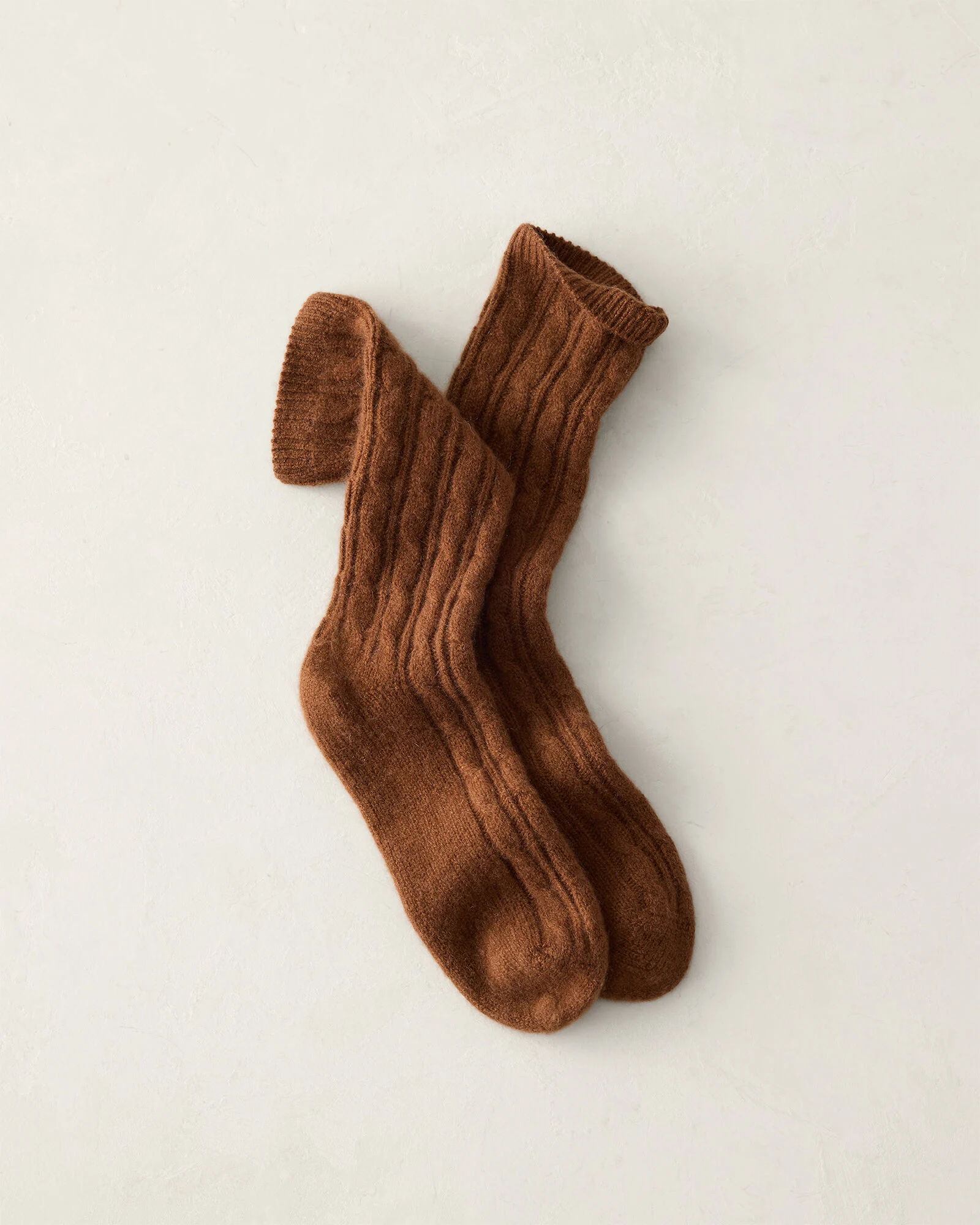 Cashmere Blend Cable Knit Socks