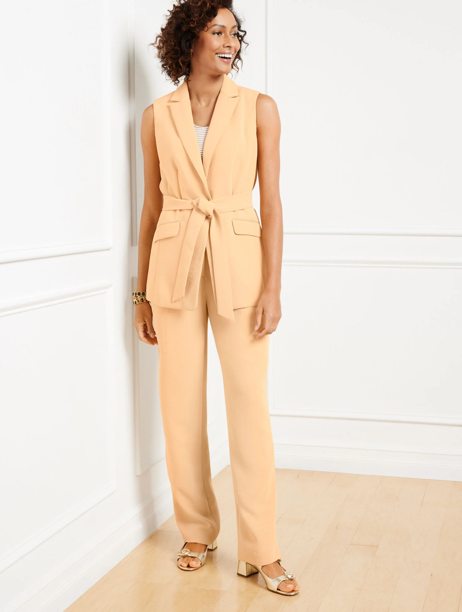 Polished Crepe Tie Waist Vest