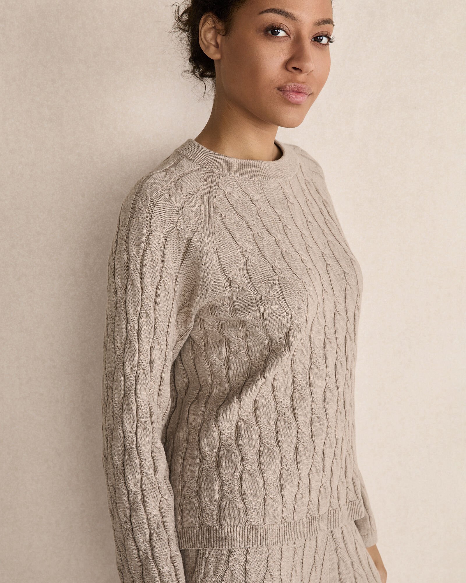 Cotton Cashmere Cable Knit Sweater