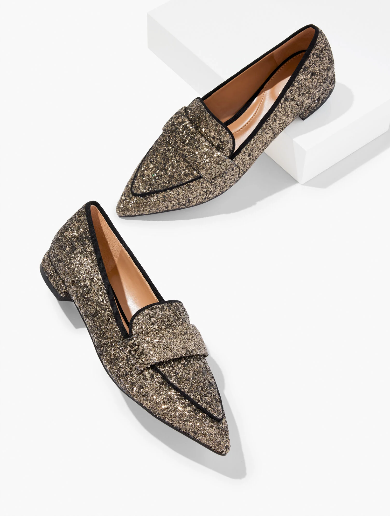 Scarlet Sparkle Pointed Toe Loafers