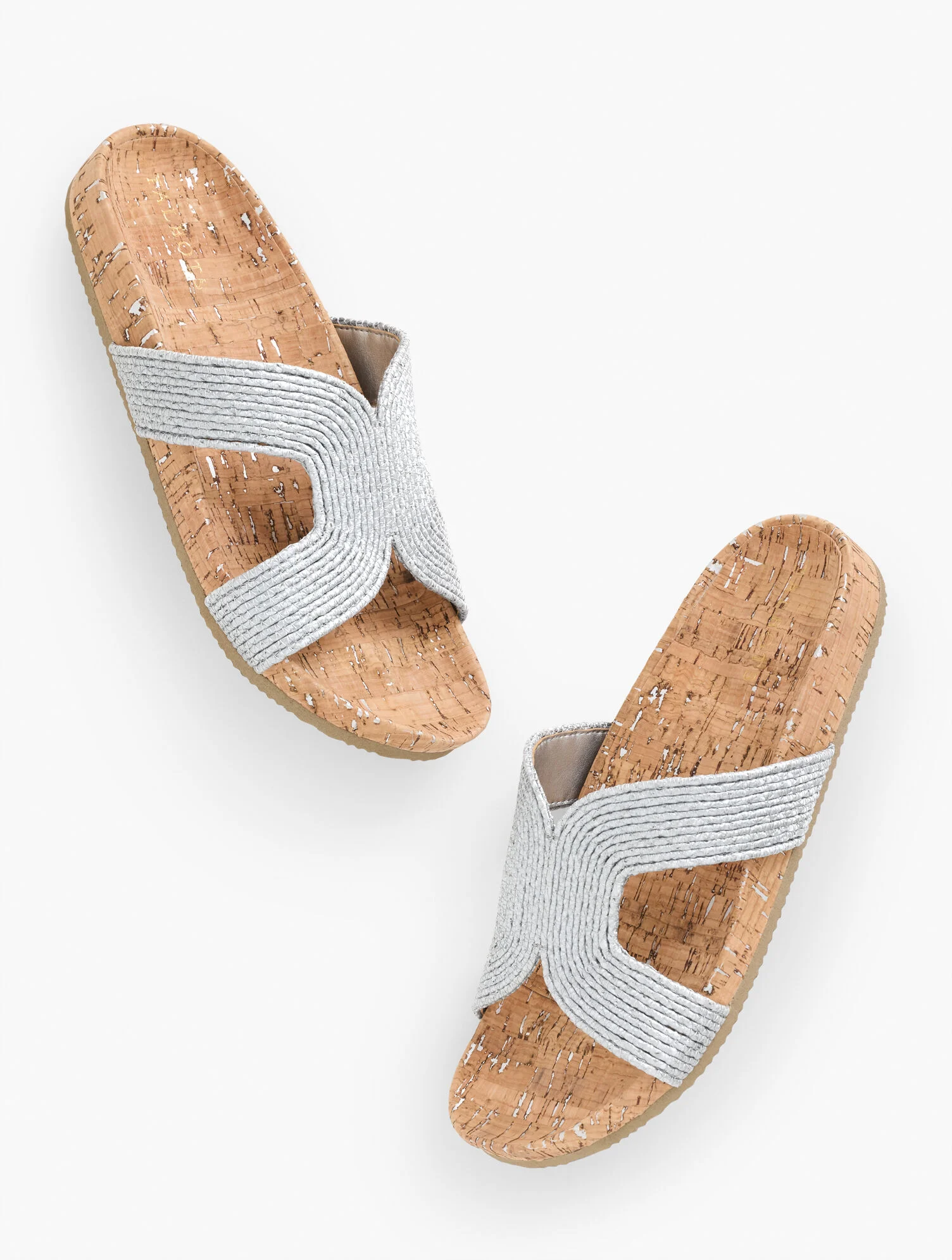 Malia Metallic Woven Raffia Slides