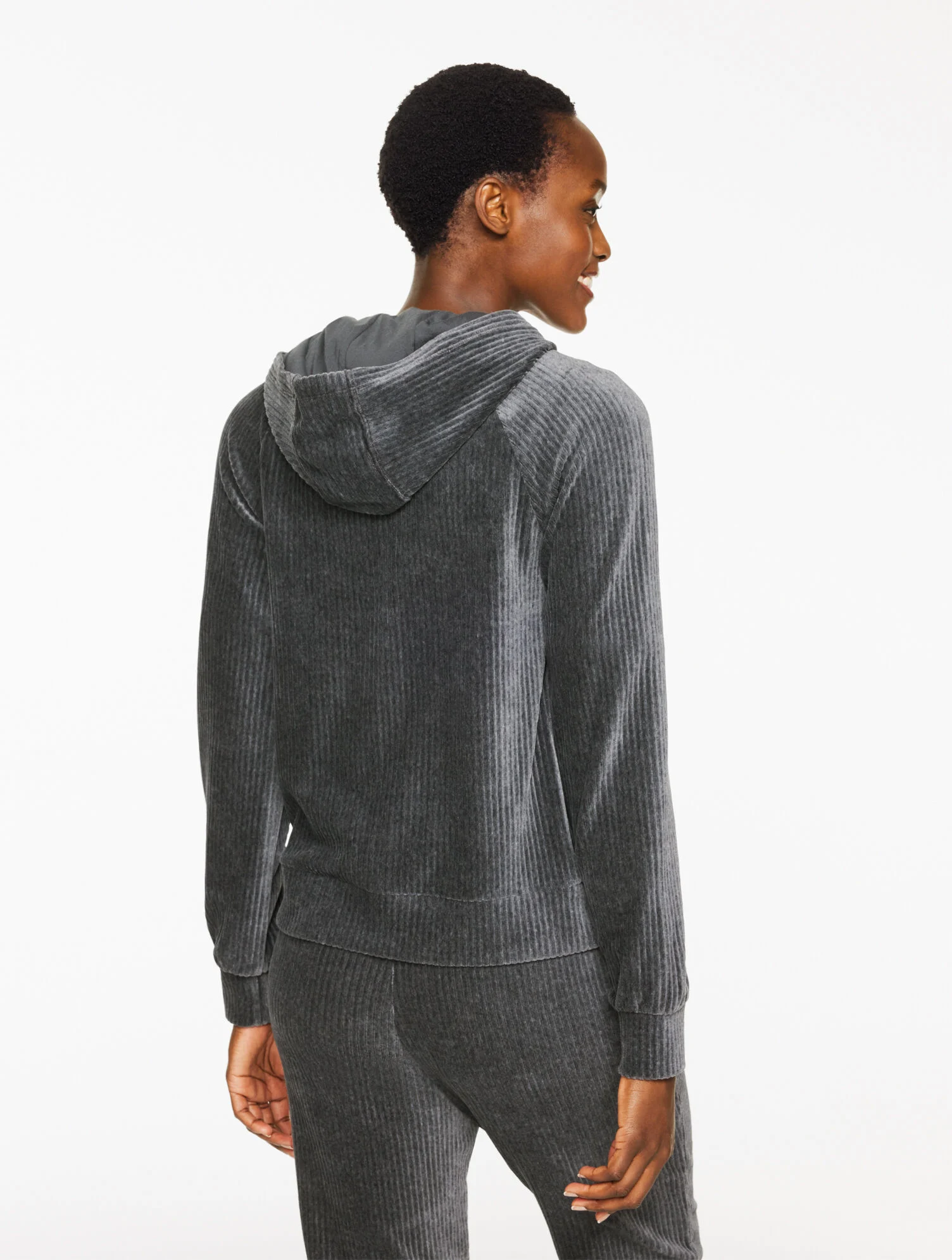 Sky Lounge Velour Full-Zip Hoodie